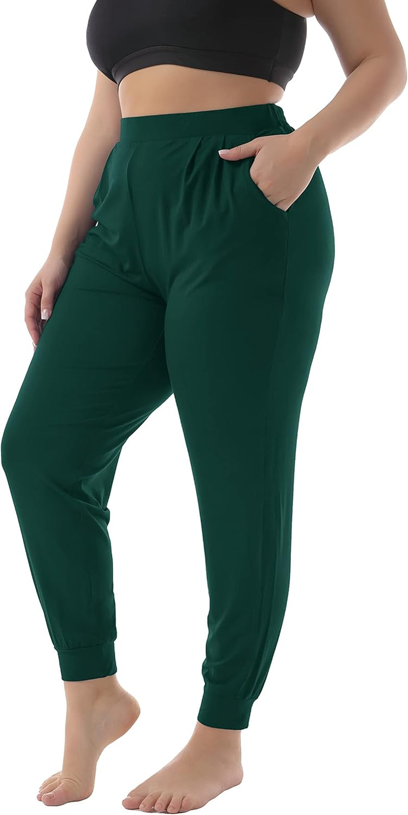 ZERDOCEAN Women'S plus Size Casual Lounge Pants Stretchy Relaxed Jogger Yoga Pants with Pockets