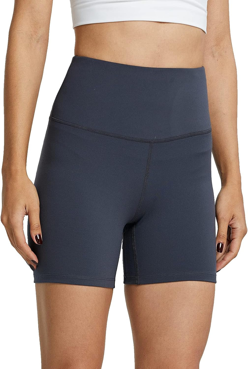 ZUTY 10" Biker Shorts Women High Waisted with 2 Hidden Pockets