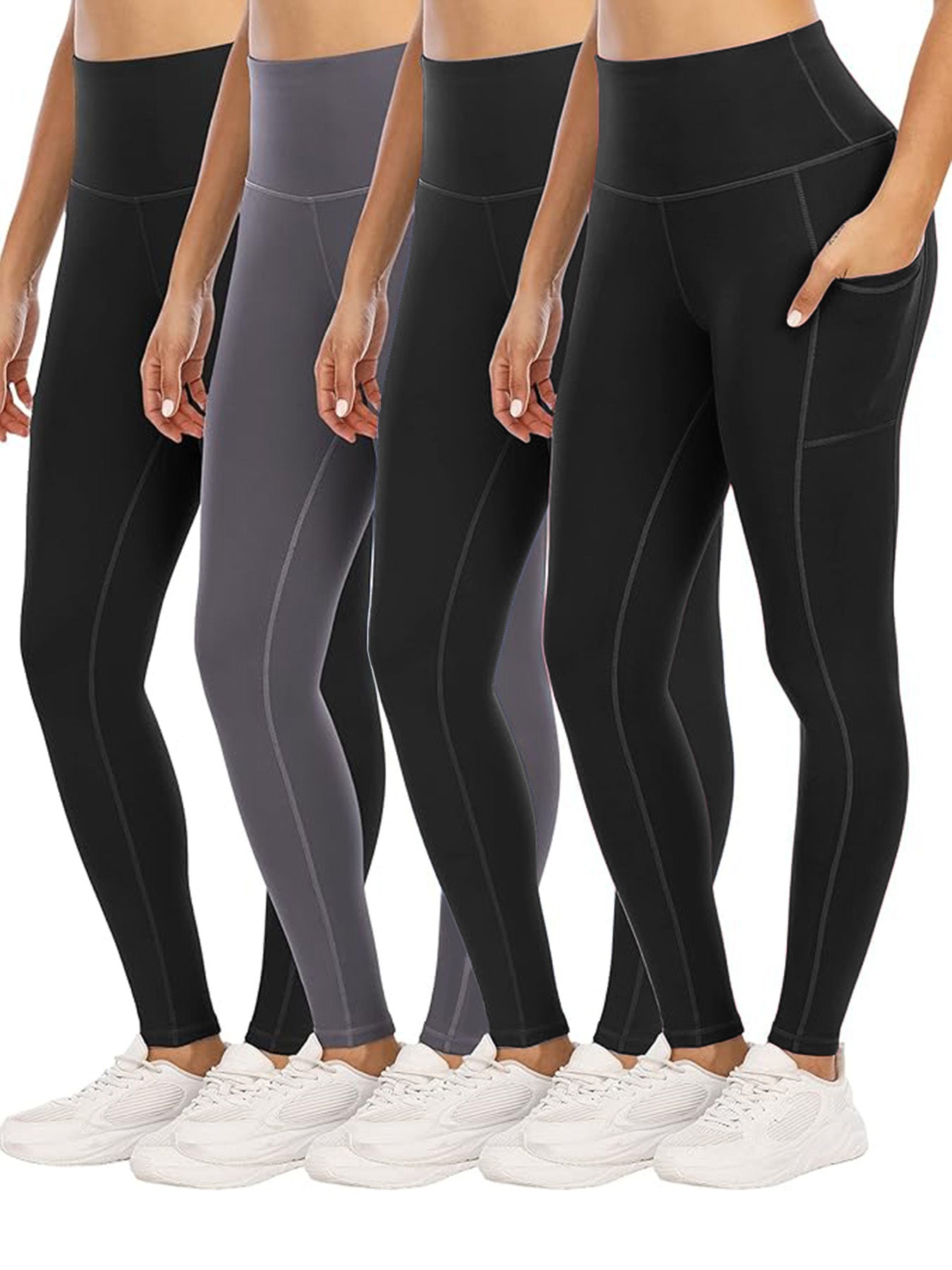 Four Piece Yoga Pants With Pockets