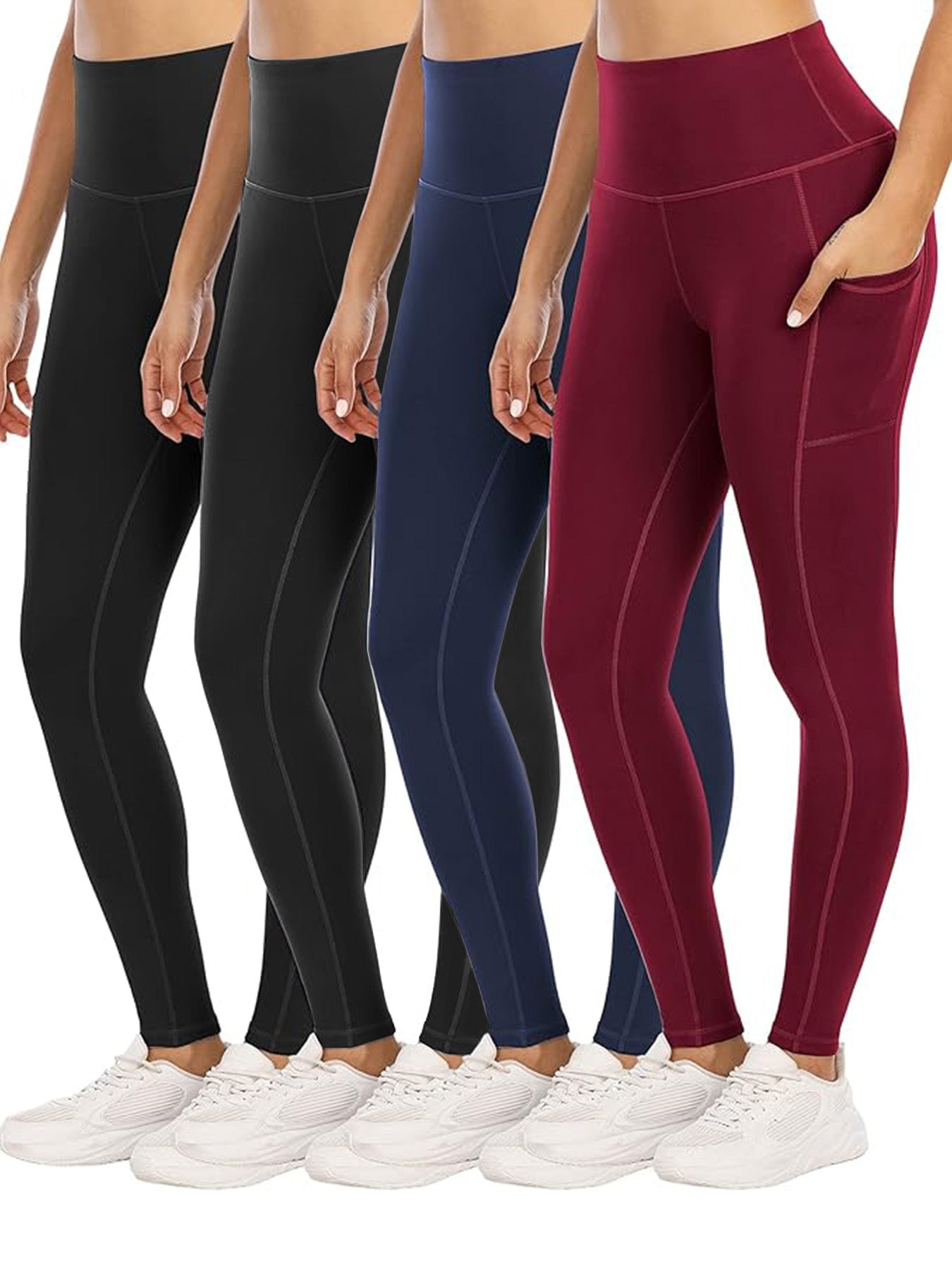 Four Piece Yoga Pants With Pockets
