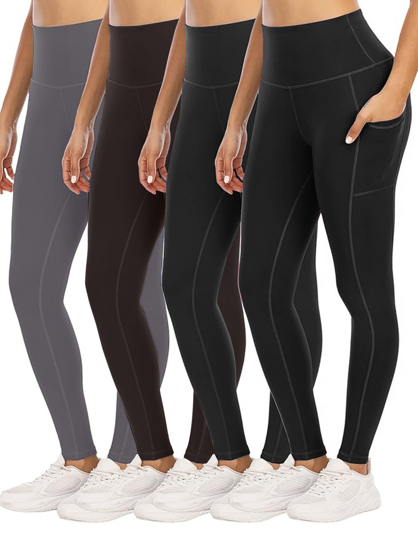 Four Piece Yoga Pants With Pockets
