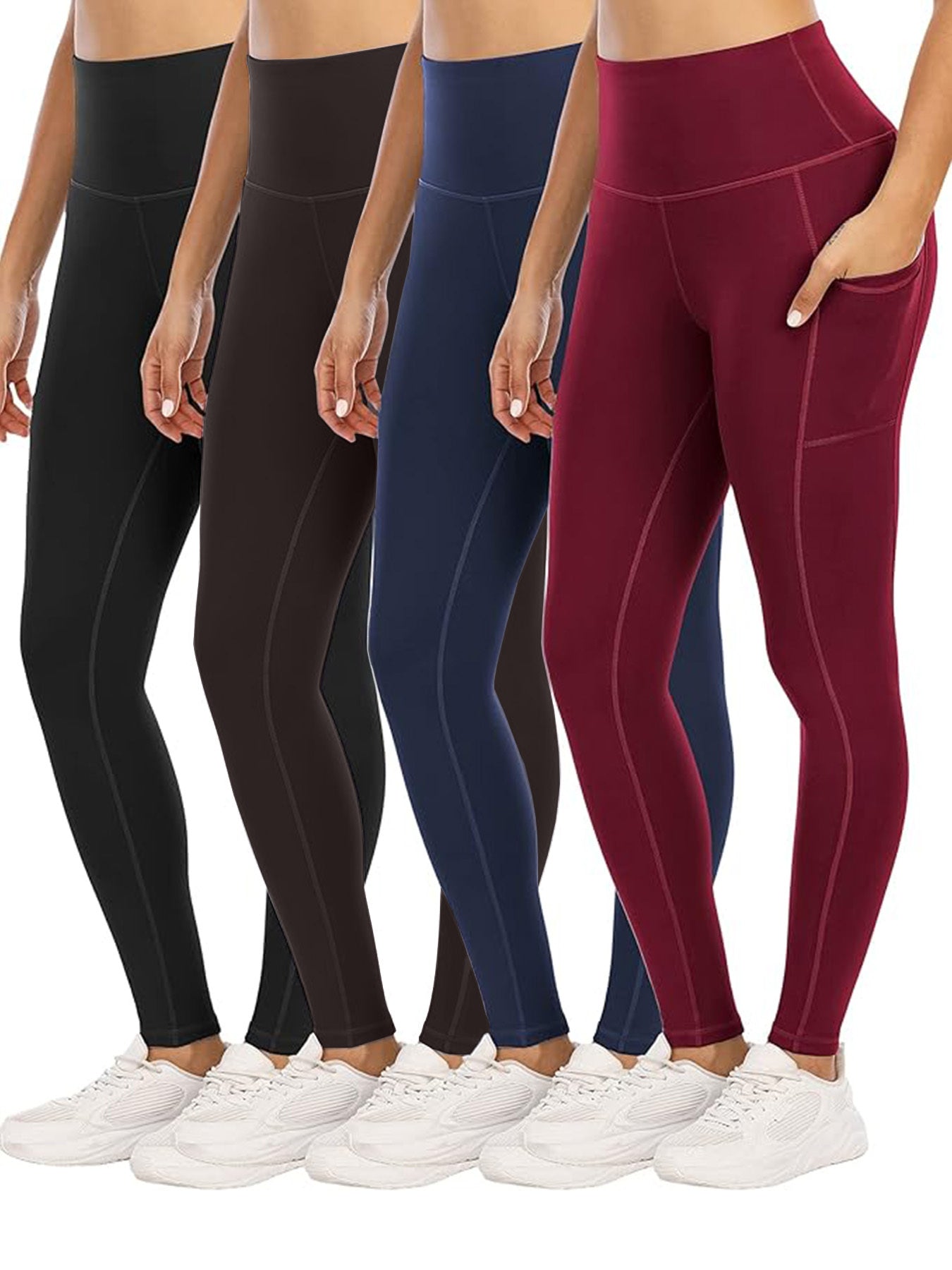 Four Piece Yoga Pants With Pockets