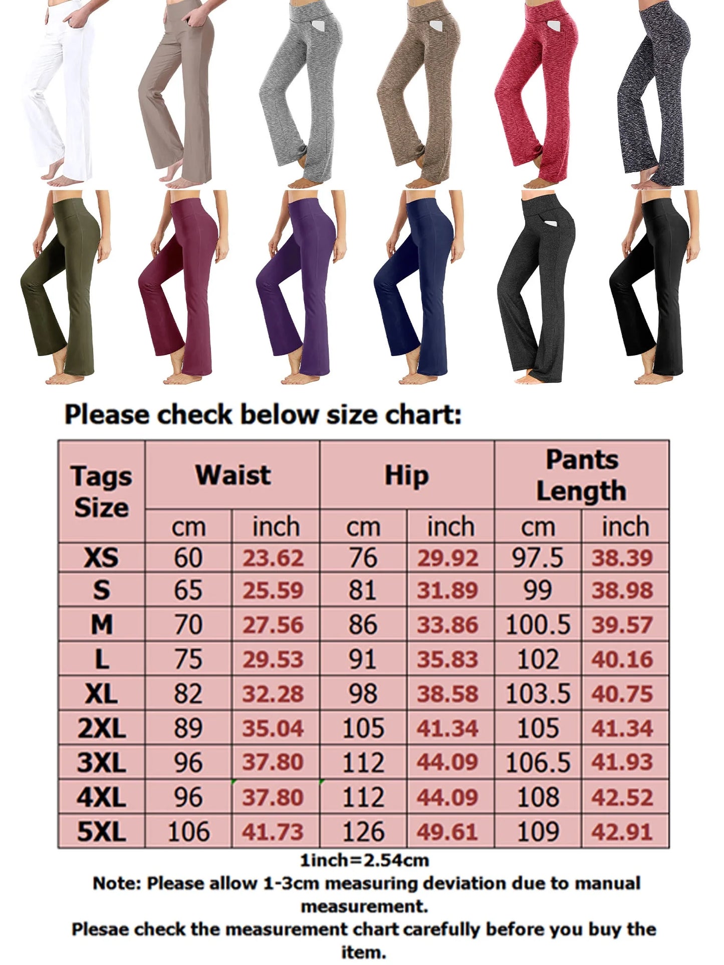 Avamo Women'S Bootcut Yoga Pants with Pockets Moisture-Wicking High Waist Bootleg Gym Fitness Trousers plus Size Pant Stretch Yoga Workout Pants for Women