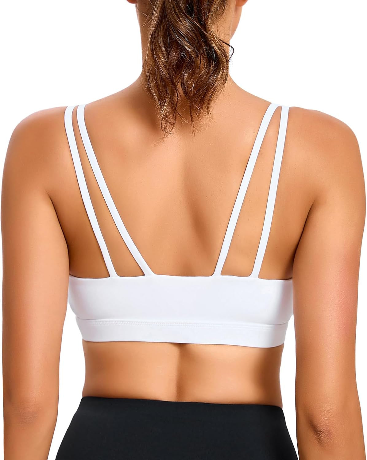 RUNNING GIRL Strappy Sports Bra for Women Sexy Crisscross Back Light Support Yoga Bra with Removable Cups