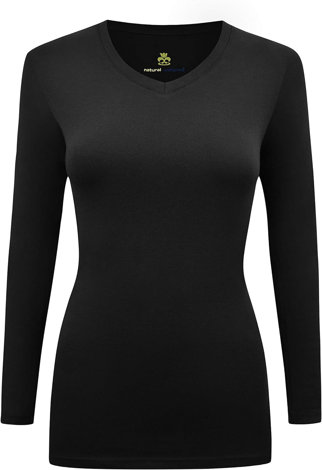 Natural Uniforms Women'S under Scrub Tee V-Neck Long Sleeve T-Shirt
