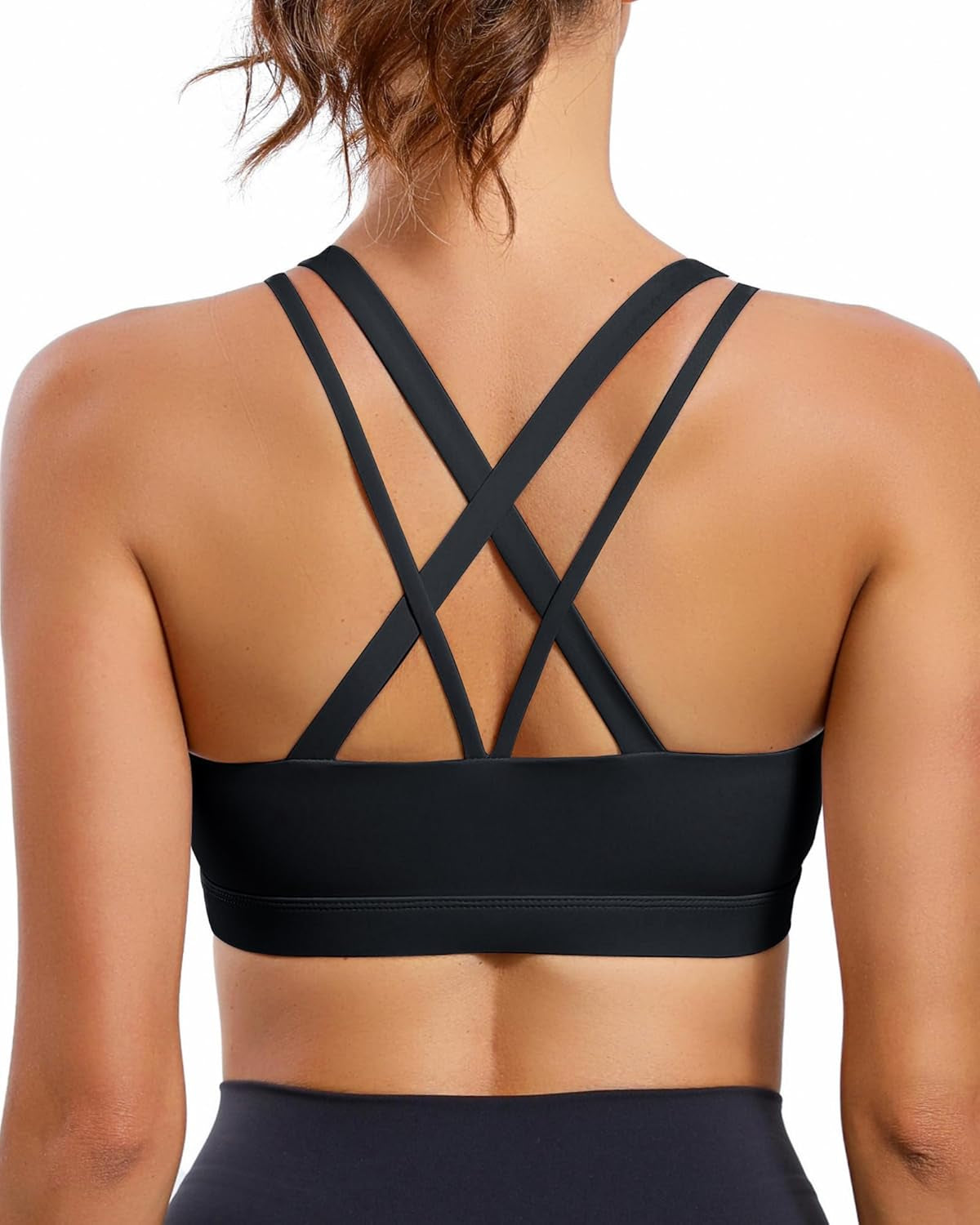 RUNNING GIRL Strappy Sports Bra for Women Sexy Crisscross Back Light Support Yoga Bra with Removable Cups