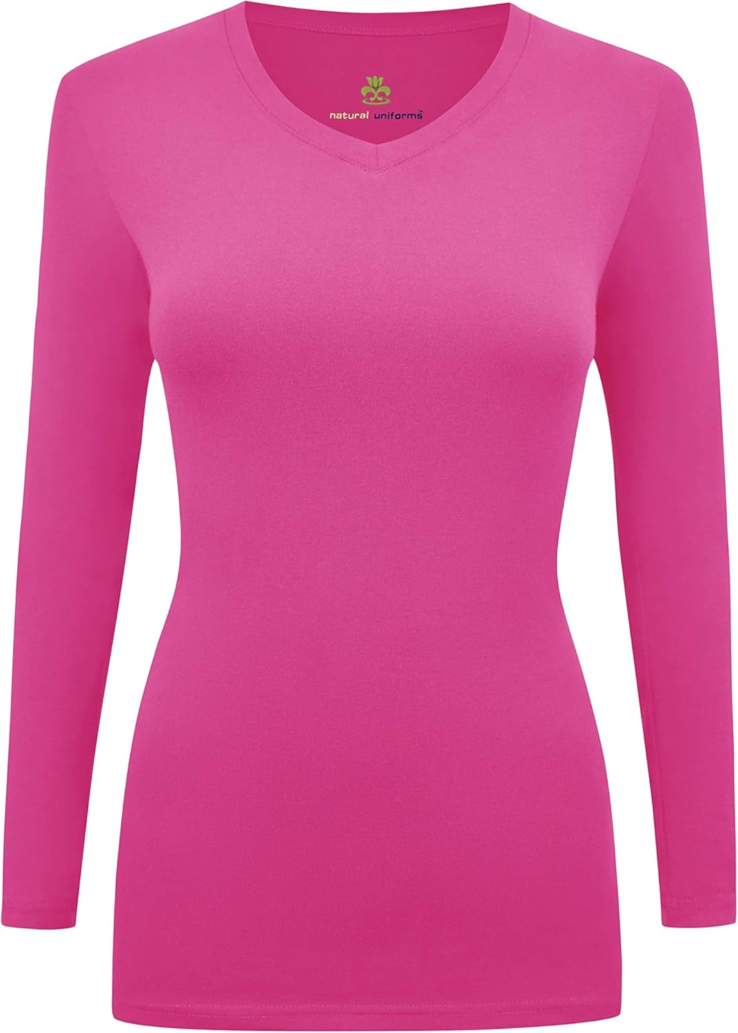 Natural Uniforms Women'S under Scrub Tee V-Neck Long Sleeve T-Shirt