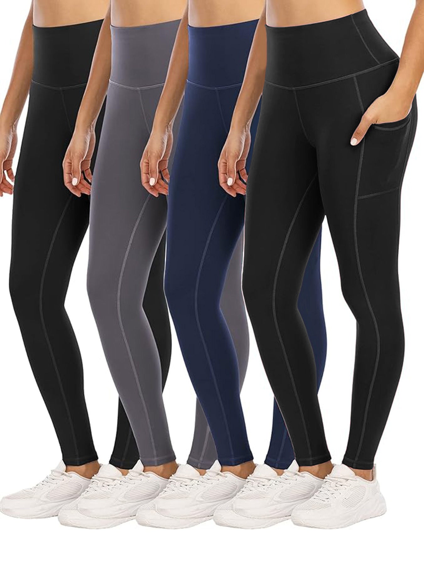 Four Piece Yoga Pants With Pockets