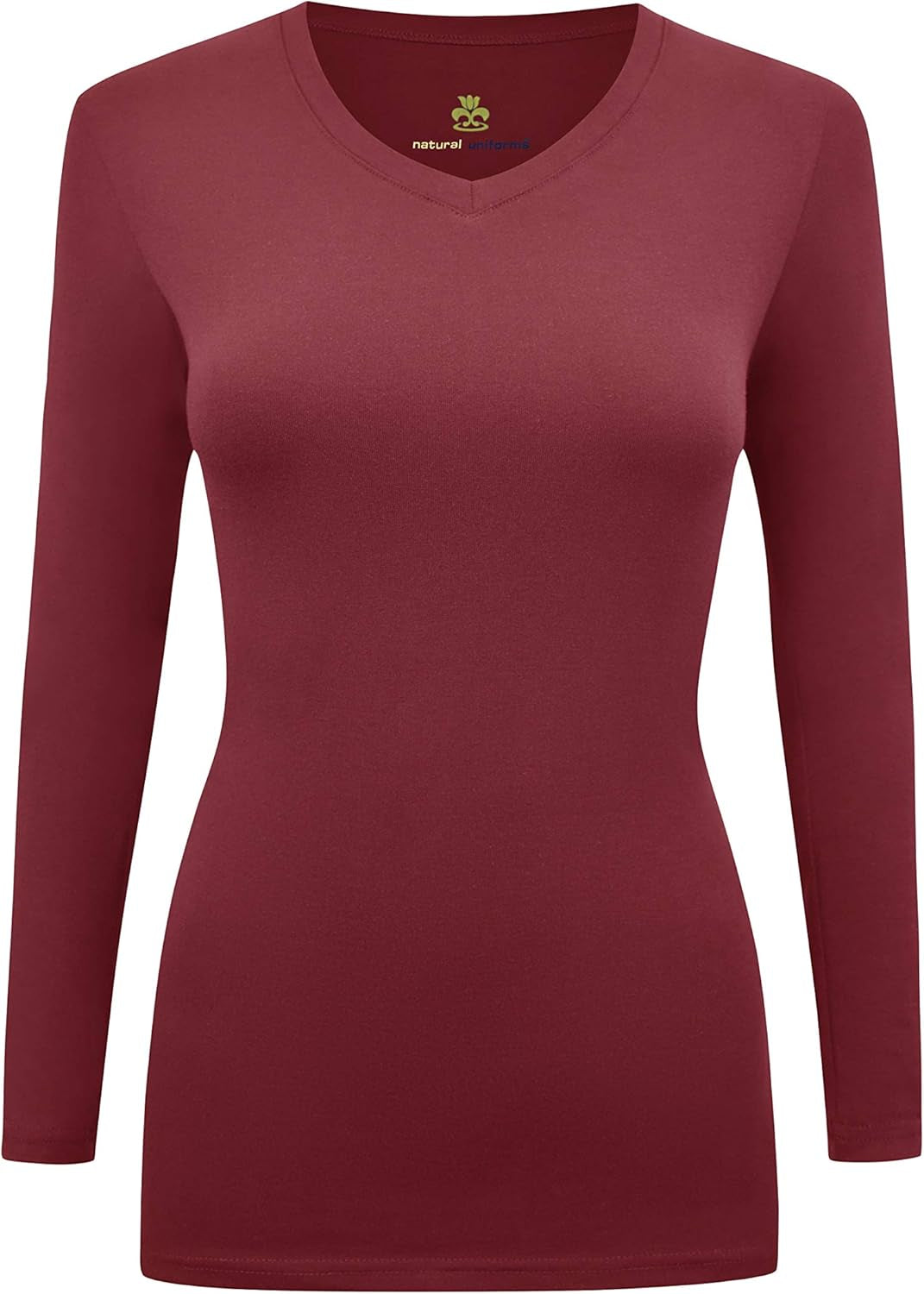 Natural Uniforms Women'S under Scrub Tee V-Neck Long Sleeve T-Shirt