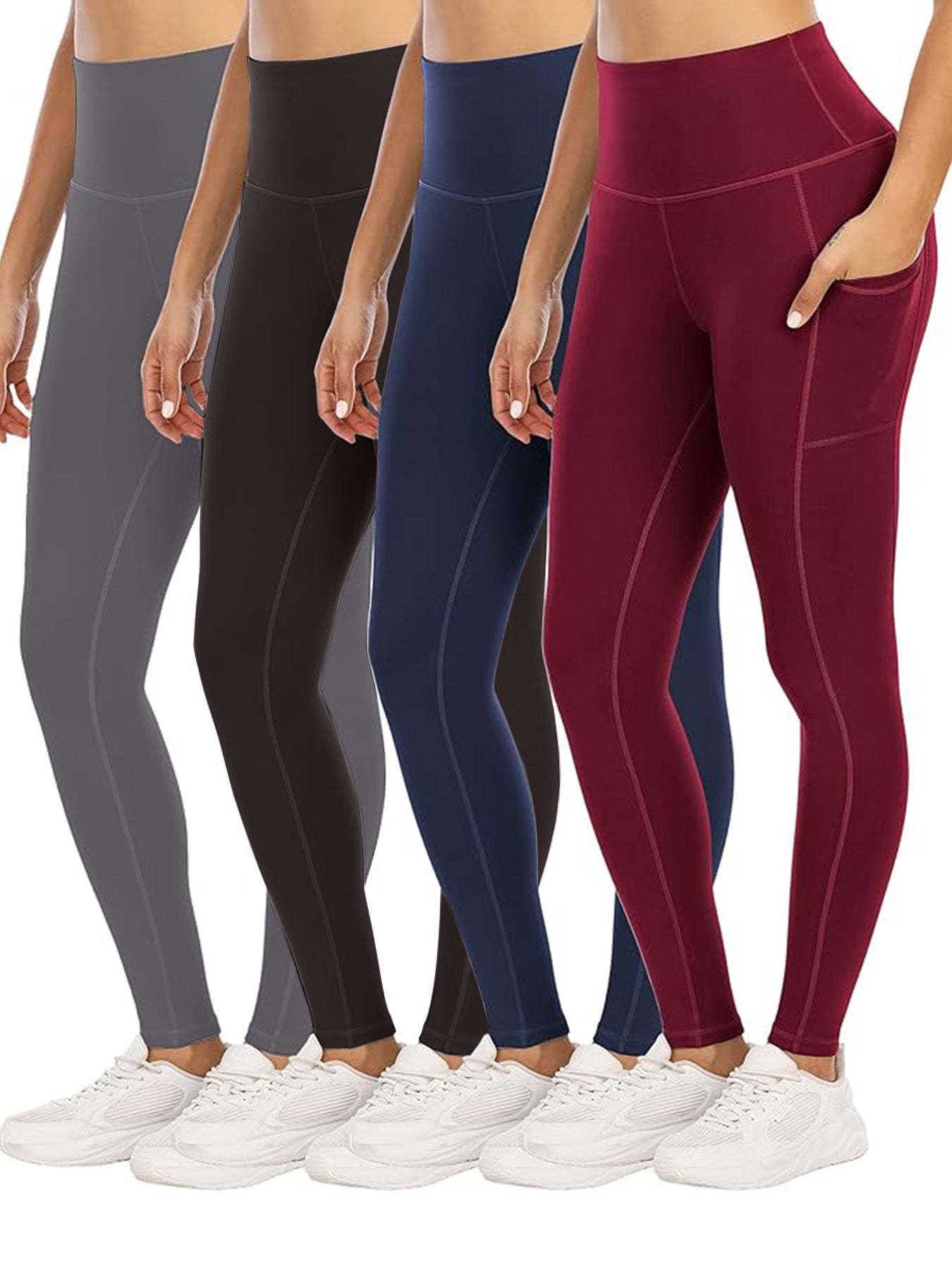 Four Piece Yoga Pants With Pockets