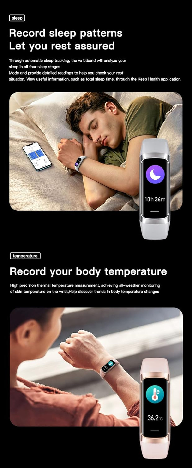 Fitness Trackers Oled Screen Heart Rate Sleep Monitor Step Tracker