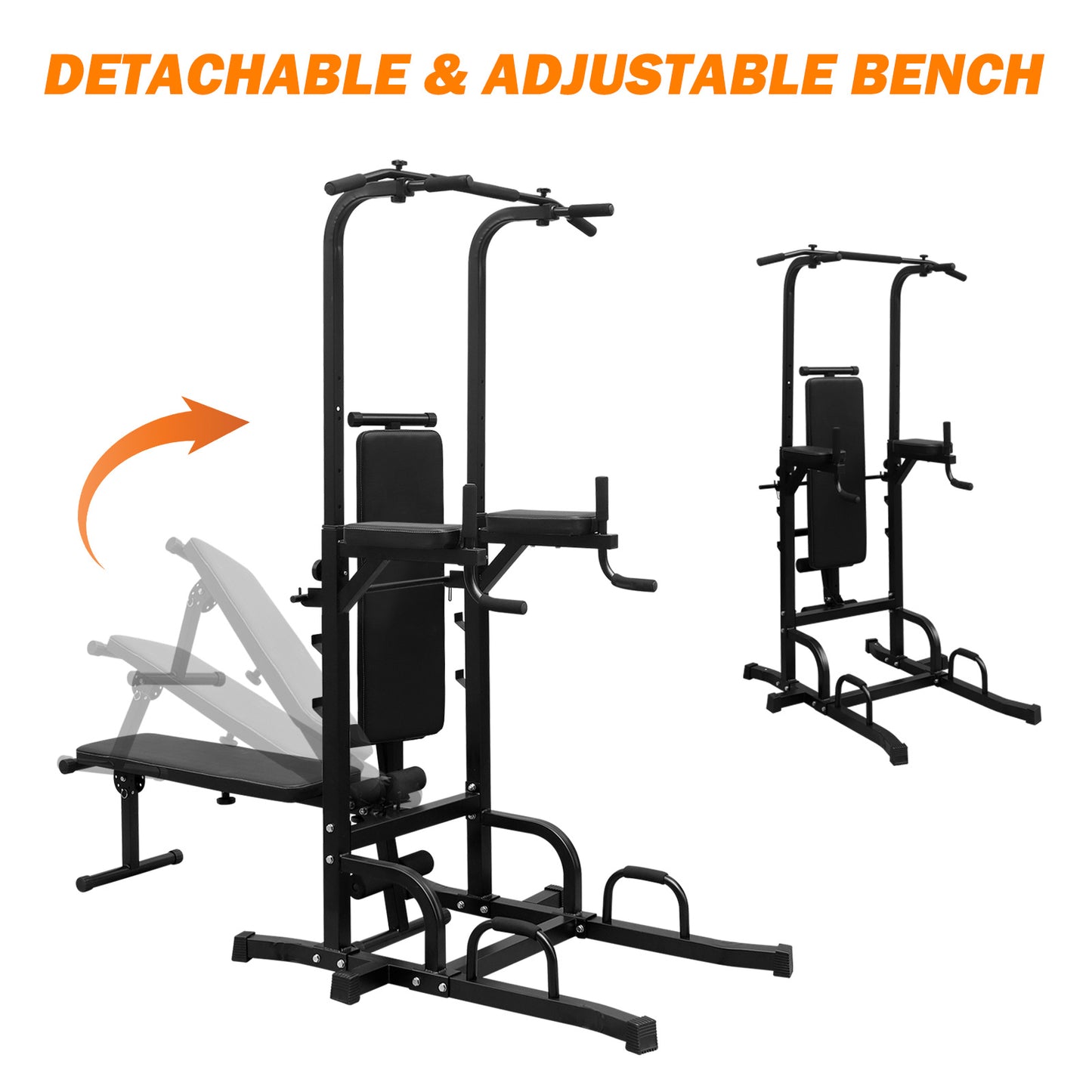 🏋️ Power Tower Parallel Bar Station – Full-Body Strength Training with Chin-Up Bar & Bench