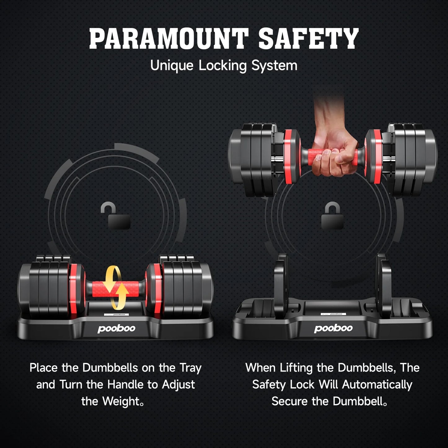 LNOW Adjustable Dumbbells with High Quality Tray 15Lb to 55Lb