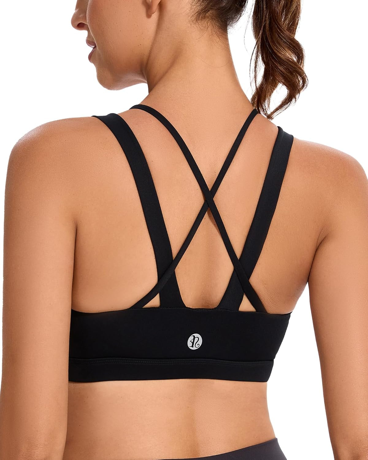 RUNNING GIRL Sports Bra for Women, Criss-Cross Back Padded Strappy Sports Bras Medium Support Yoga Bra with Removable Cups