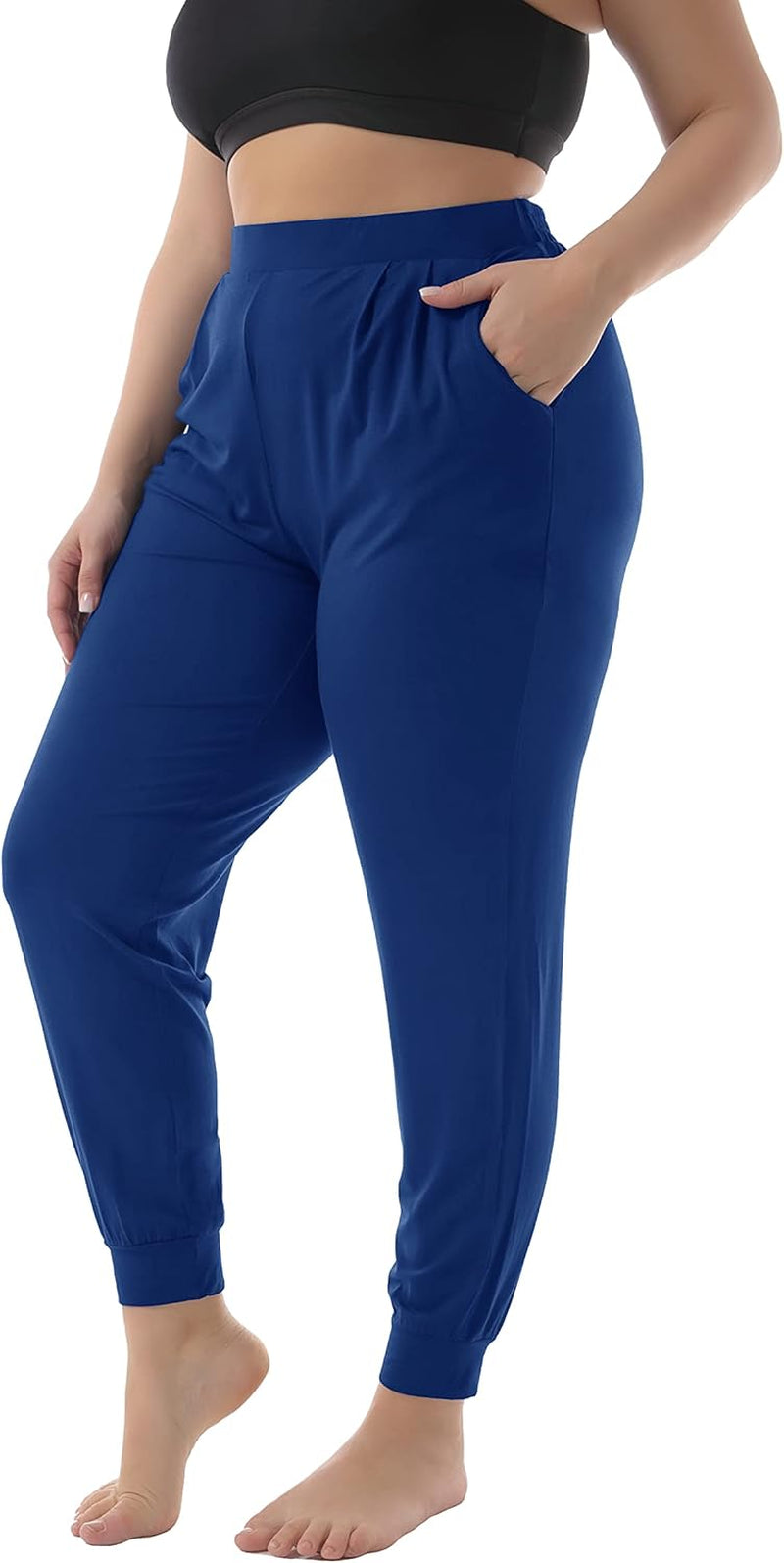ZERDOCEAN Women'S plus Size Casual Lounge Pants Stretchy Relaxed Jogger Yoga Pants with Pockets