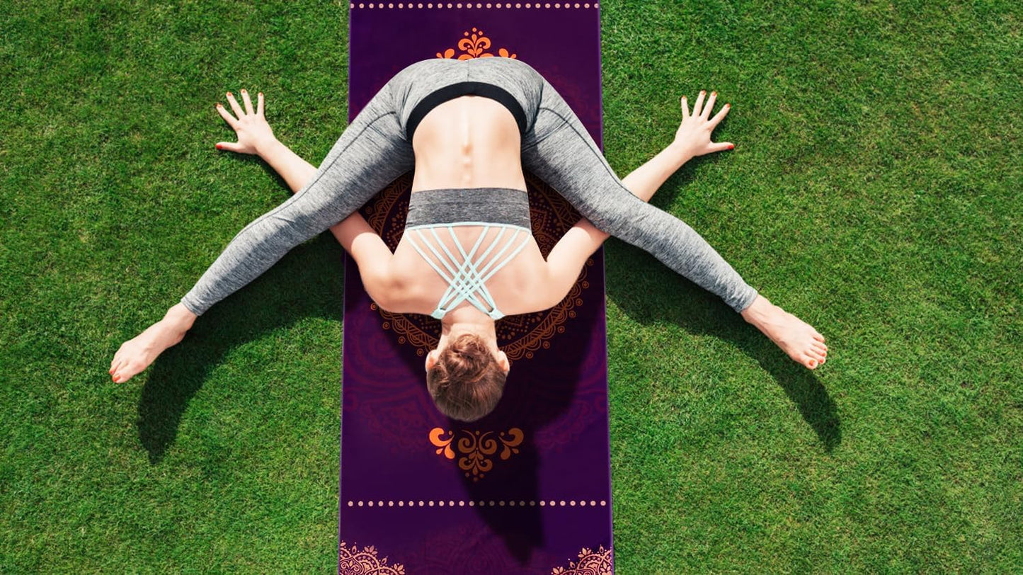 Non Slip Hot Yoga Towel, 100% Microfiber Non Slip Yoga Mat Towel for Hot Yoga, Pilates and Fitness, Exclusive Corner Pockets Design + Free Spray Bottle