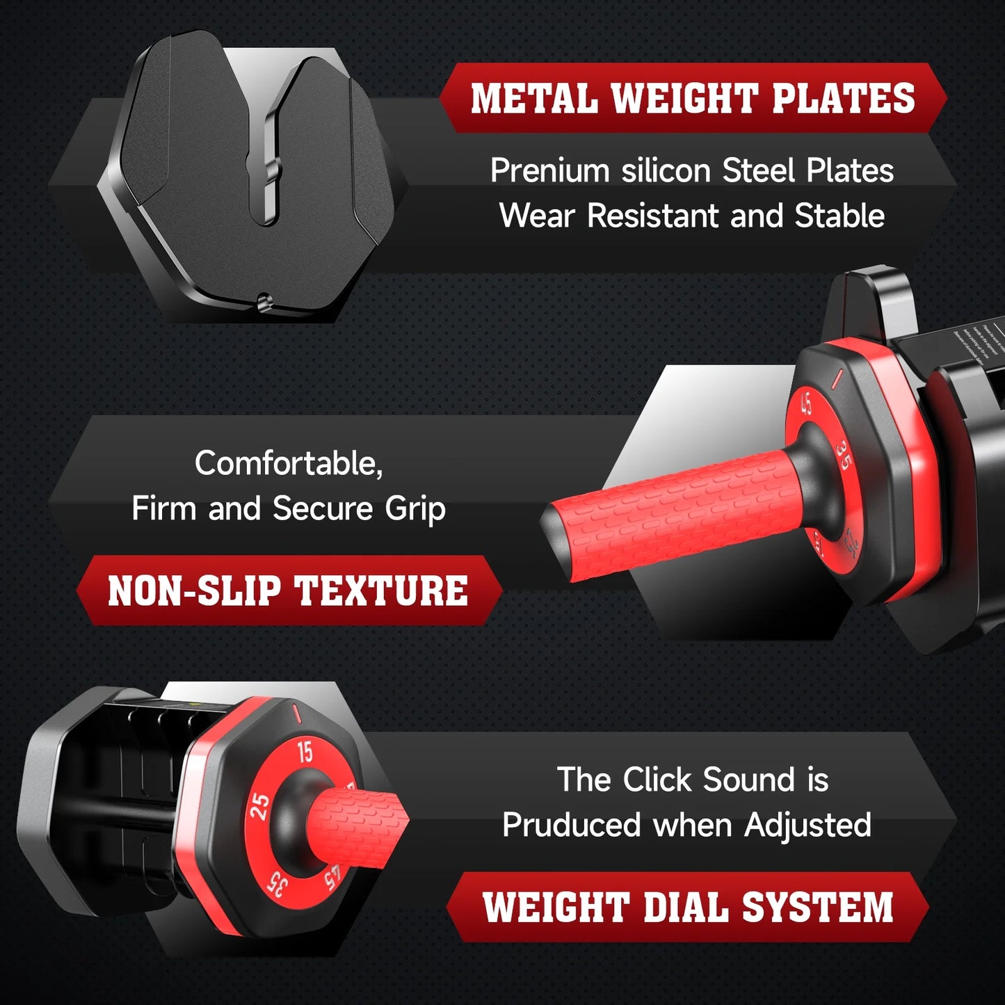 LNOW Adjustable Dumbbells with High Quality Tray 15Lb to 55Lb