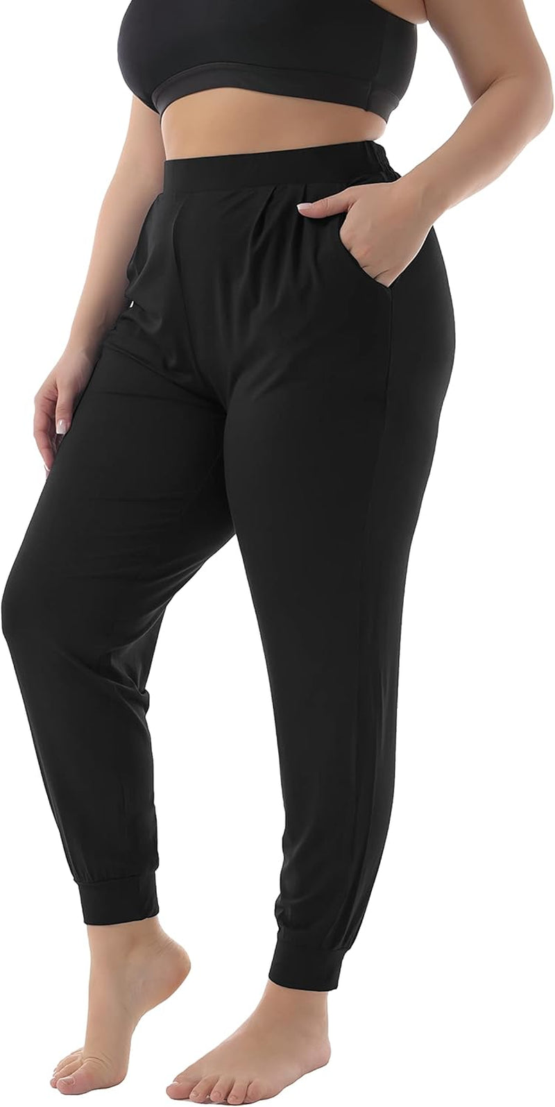 ZERDOCEAN Women'S plus Size Casual Lounge Pants Stretchy Relaxed Jogger Yoga Pants with Pockets