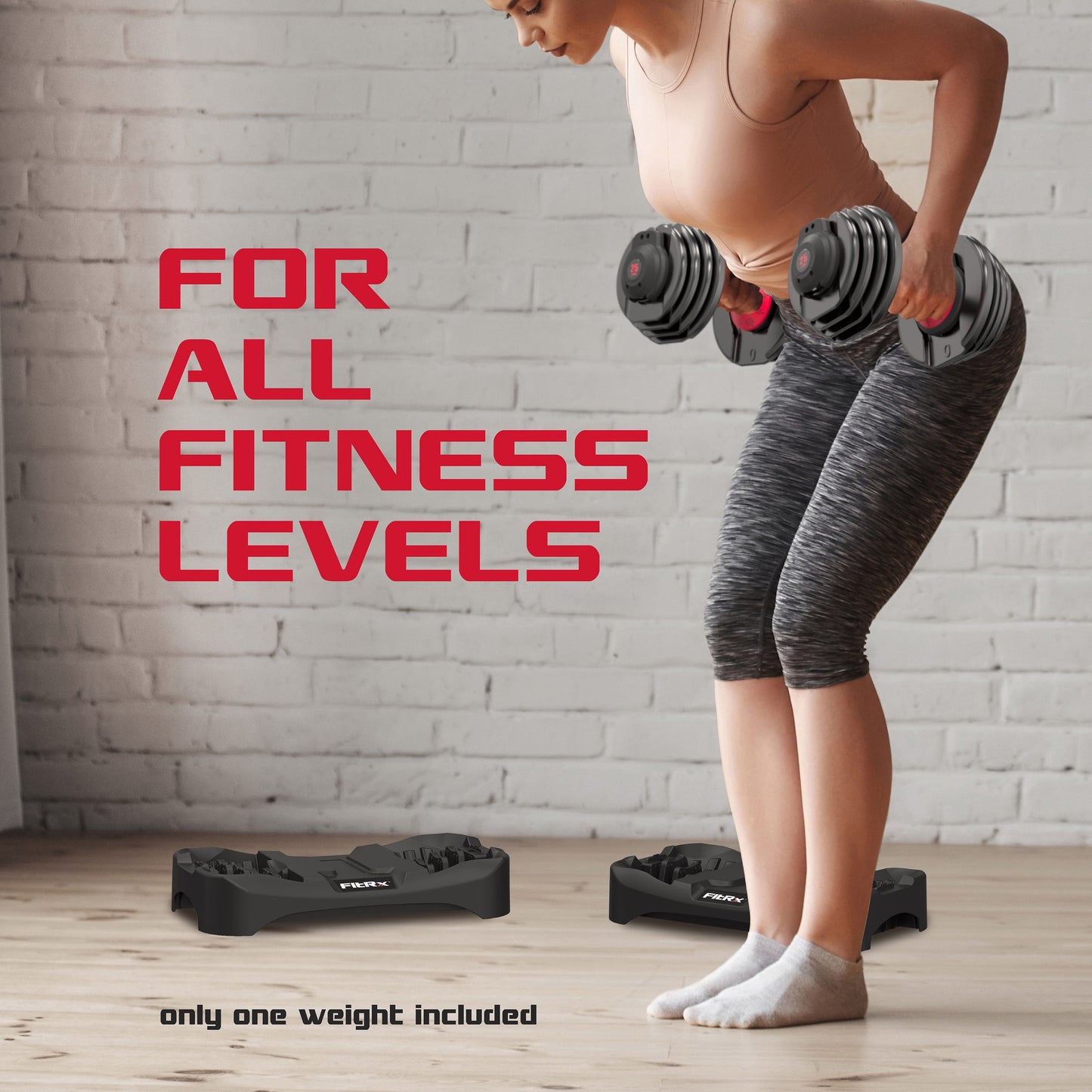 Fitrx Smartbell, Quick-Select 9 in 1 Adjustable Dumbbell for Home Gym, 5-25Lbs.