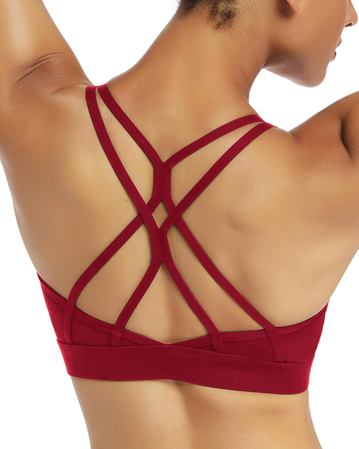RUNNING GIRL Strappy Sports Bra for Women Sexy Crisscross Back Light Support Yoga Bra with Removable Cups