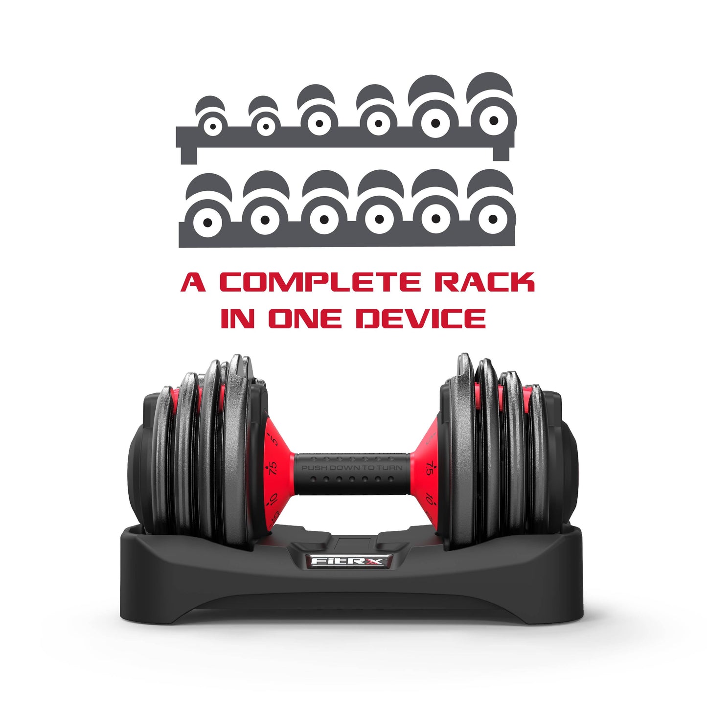 Fitrx Smartbell, Quick-Select 9 in 1 Adjustable Dumbbell for Home Gym, 5-25Lbs.