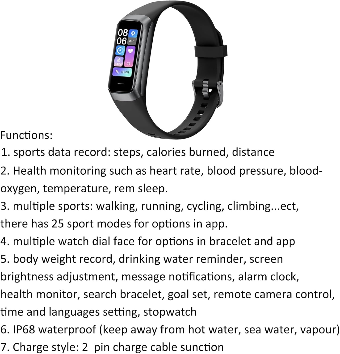 Fitness Trackers Oled Screen Heart Rate Sleep Monitor Step Tracker
