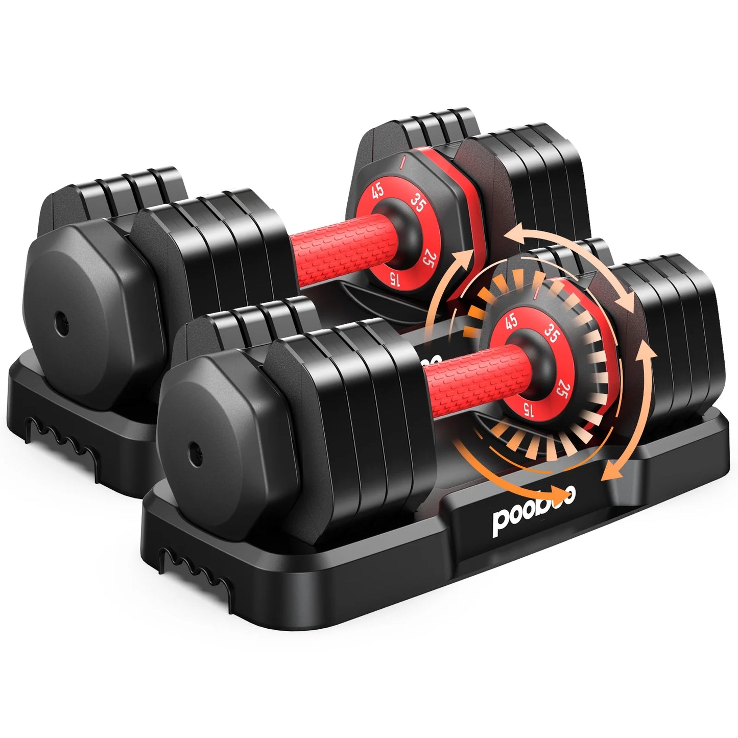 LNOW Adjustable Dumbbells with High Quality Tray 15Lb to 55Lb