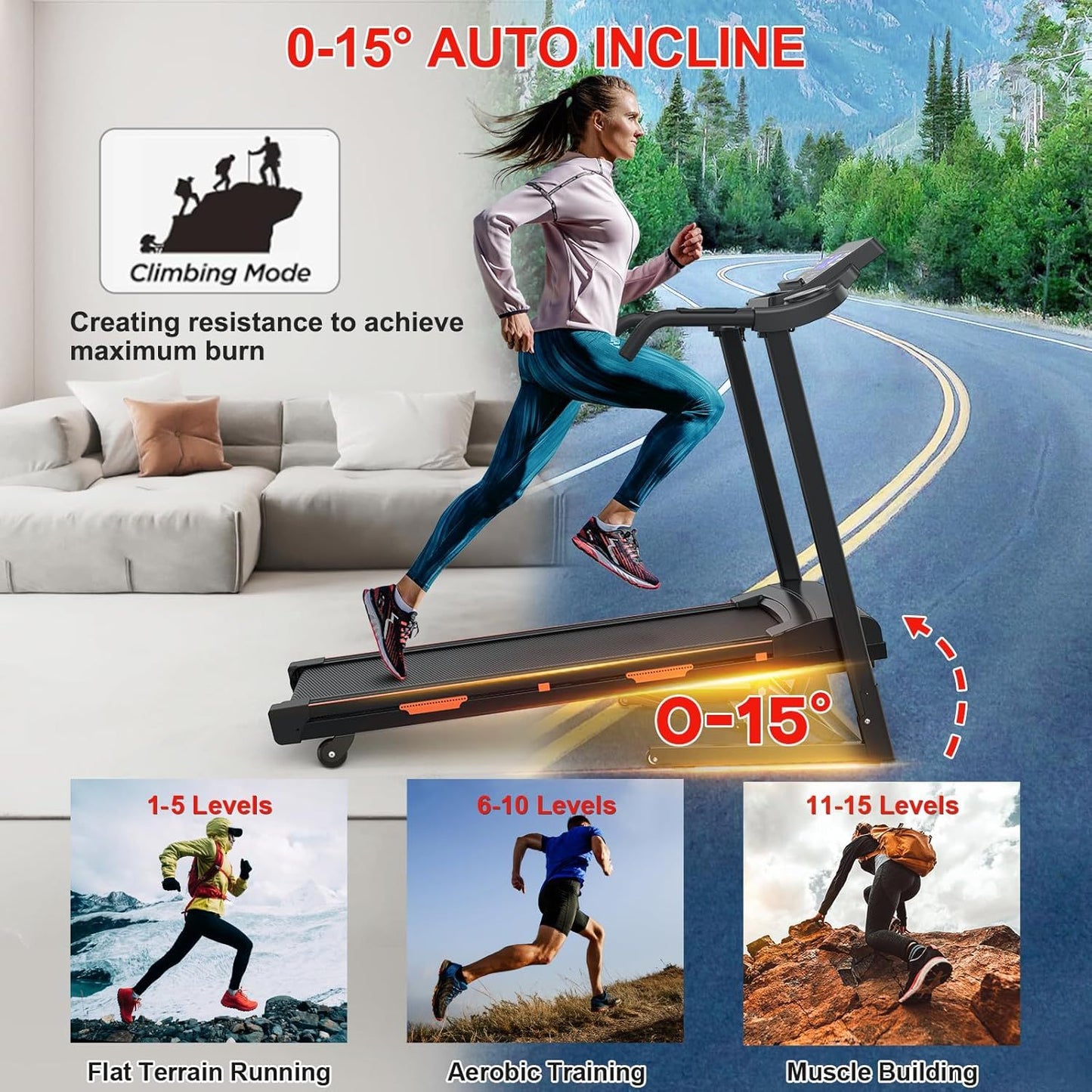 Home Automatic Tilt Treadmill – Powerful, Foldable & Energy-Efficient