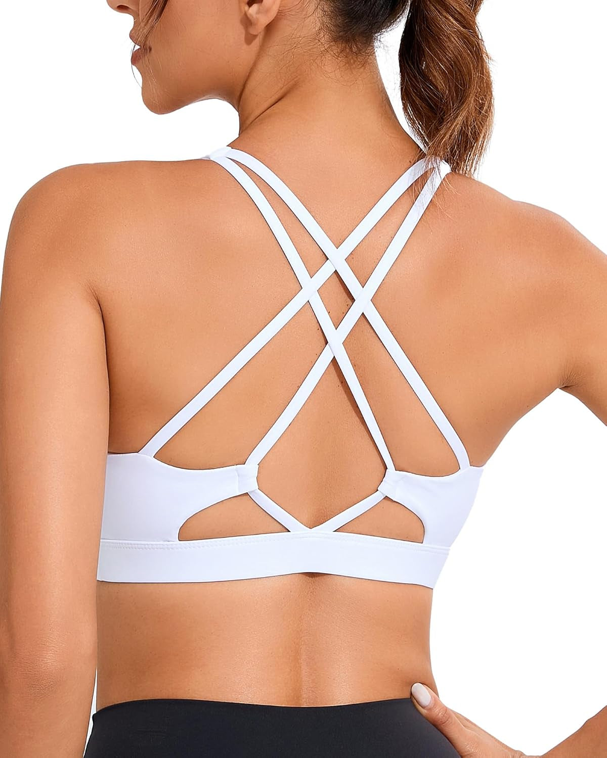RUNNING GIRL Strappy Sports Bra for Women Sexy Crisscross Back Light Support Yoga Bra with Removable Cups