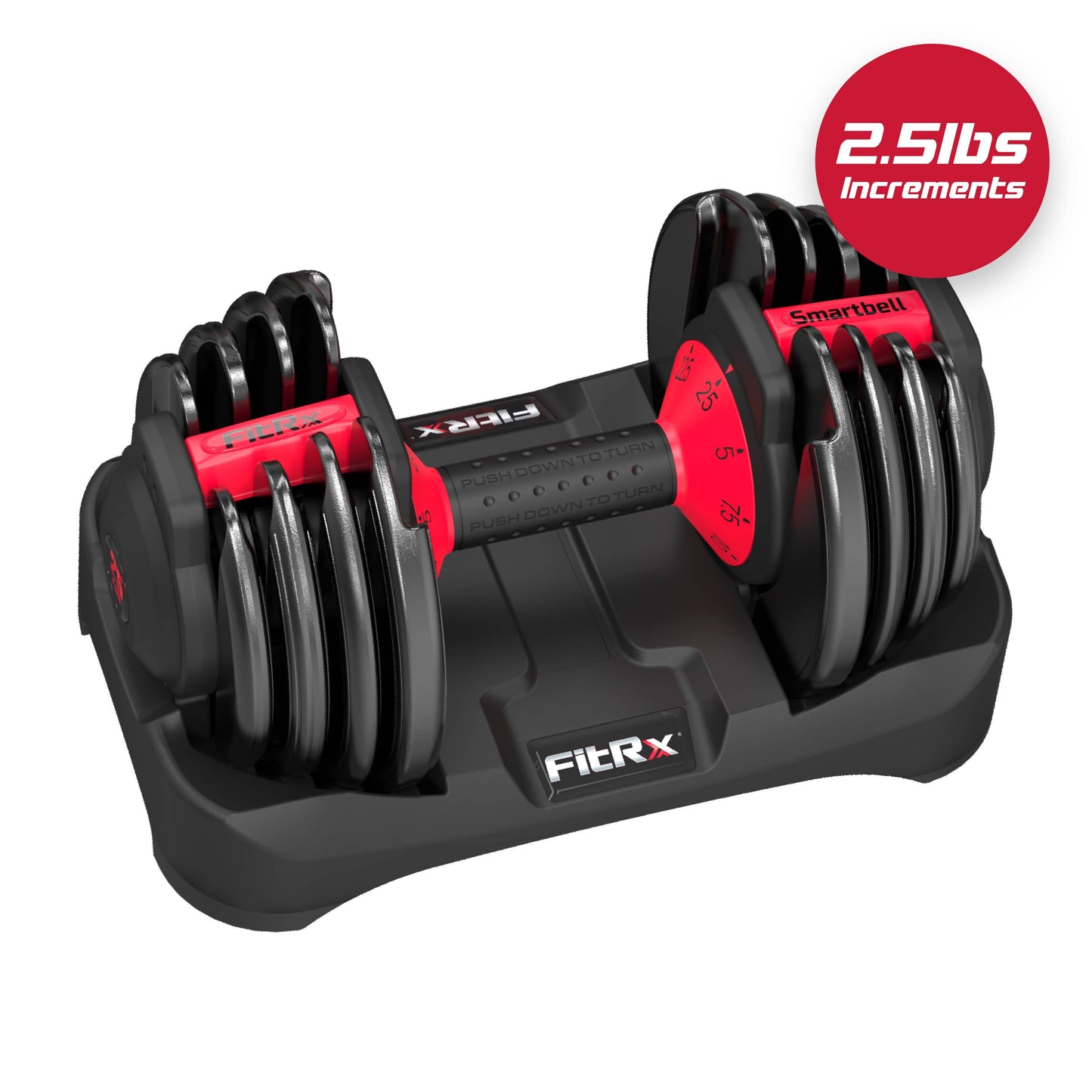 Fitrx Smartbell, Quick-Select 9 in 1 Adjustable Dumbbell for Home Gym, 5-25Lbs.