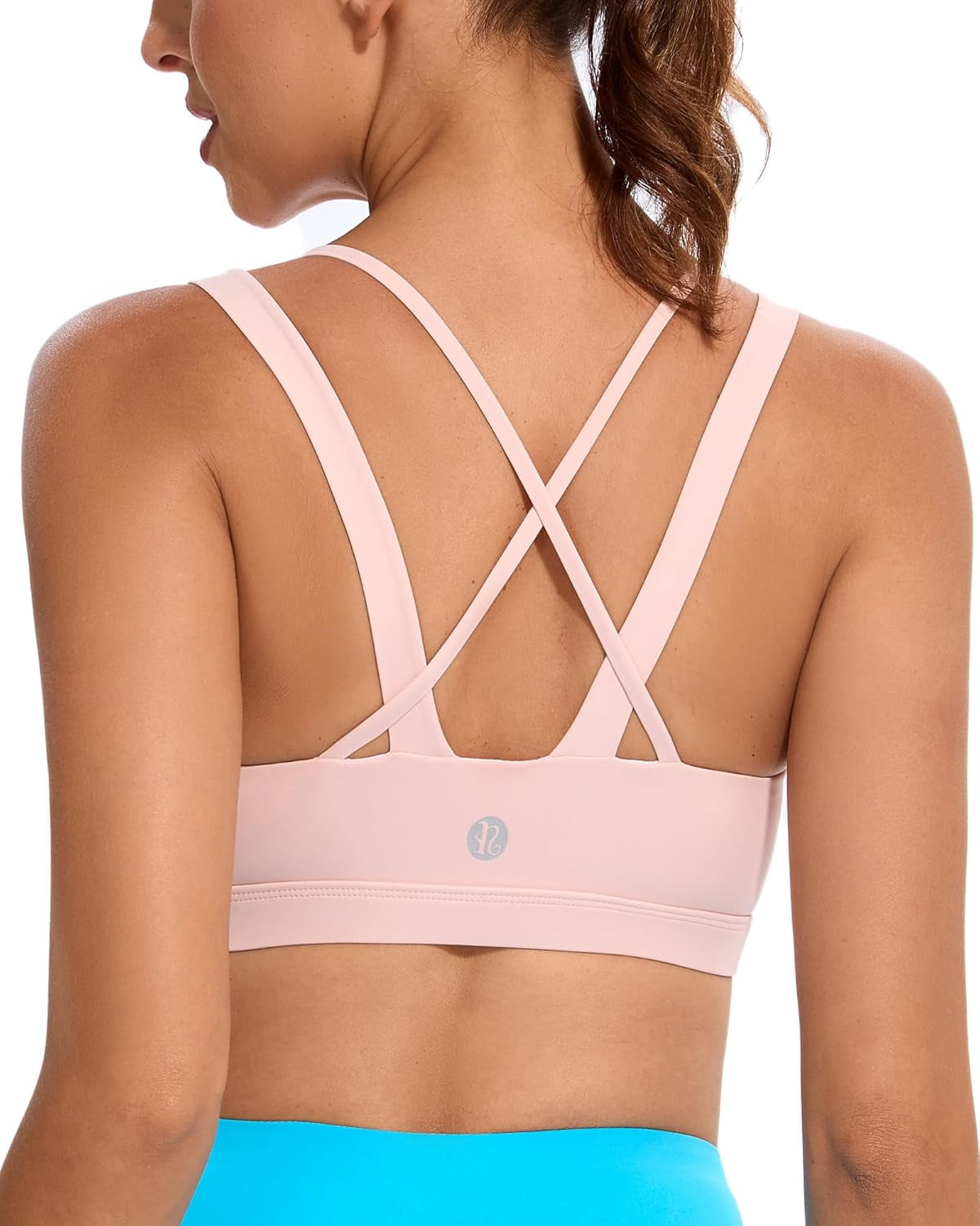 RUNNING GIRL Sports Bra for Women, Criss-Cross Back Padded Strappy Sports Bras Medium Support Yoga Bra with Removable Cups