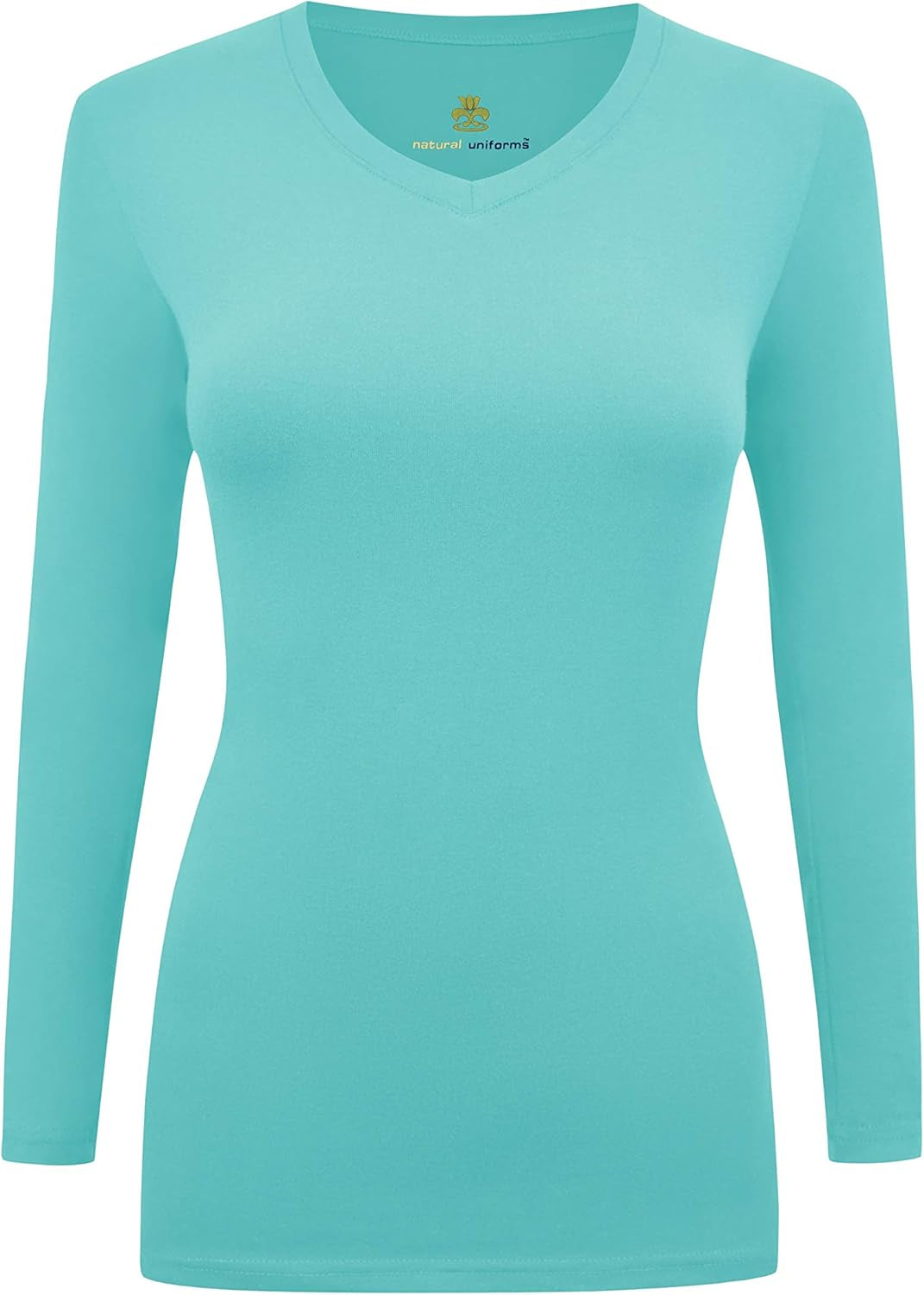 Natural Uniforms Women'S under Scrub Tee V-Neck Long Sleeve T-Shirt