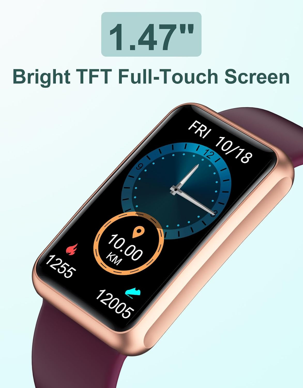 IP68 Waterproof with Full Touch Screen Steps Calories Counter Sleep Tracker Alarm Clocks (Purple)