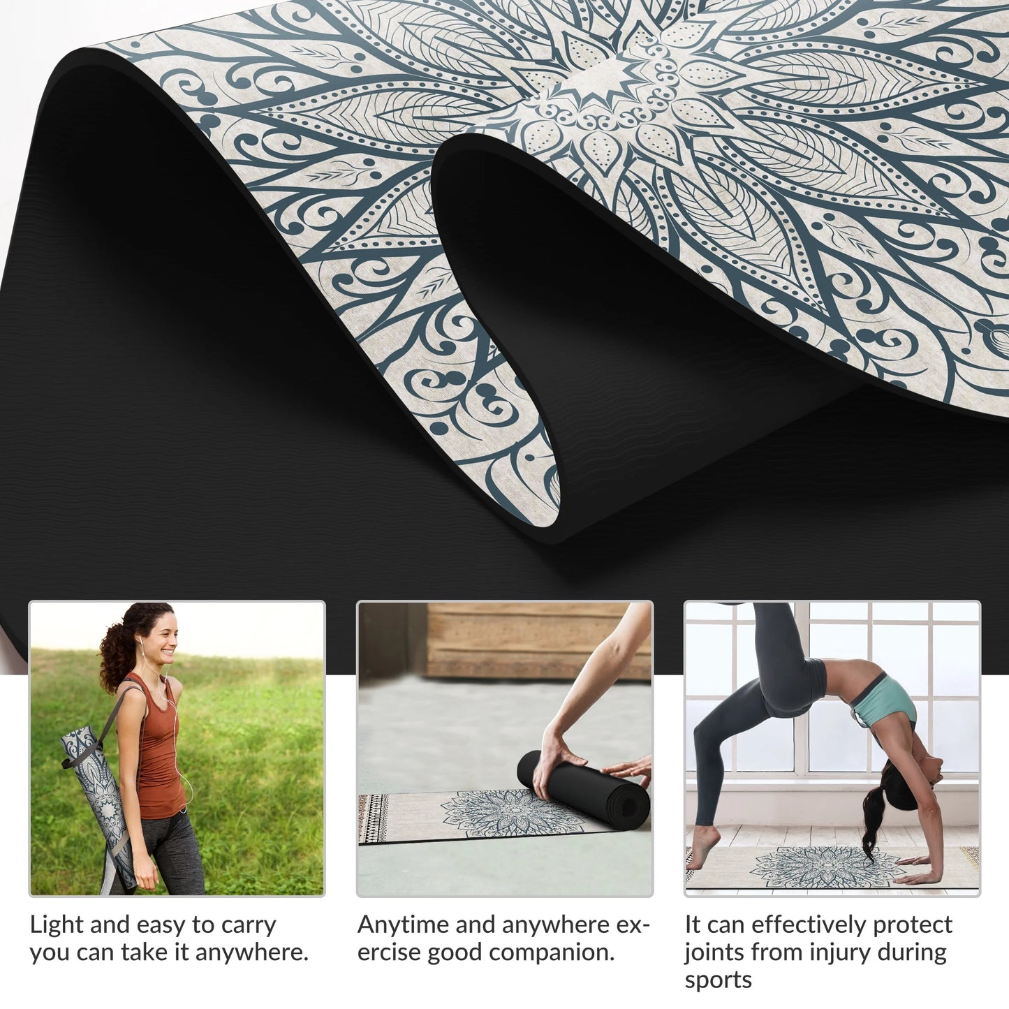 Premium non-slip yoga mat – eco-friendly yoga mat for exercise and fitness; perfect Pilates yoga mat for floor workouts