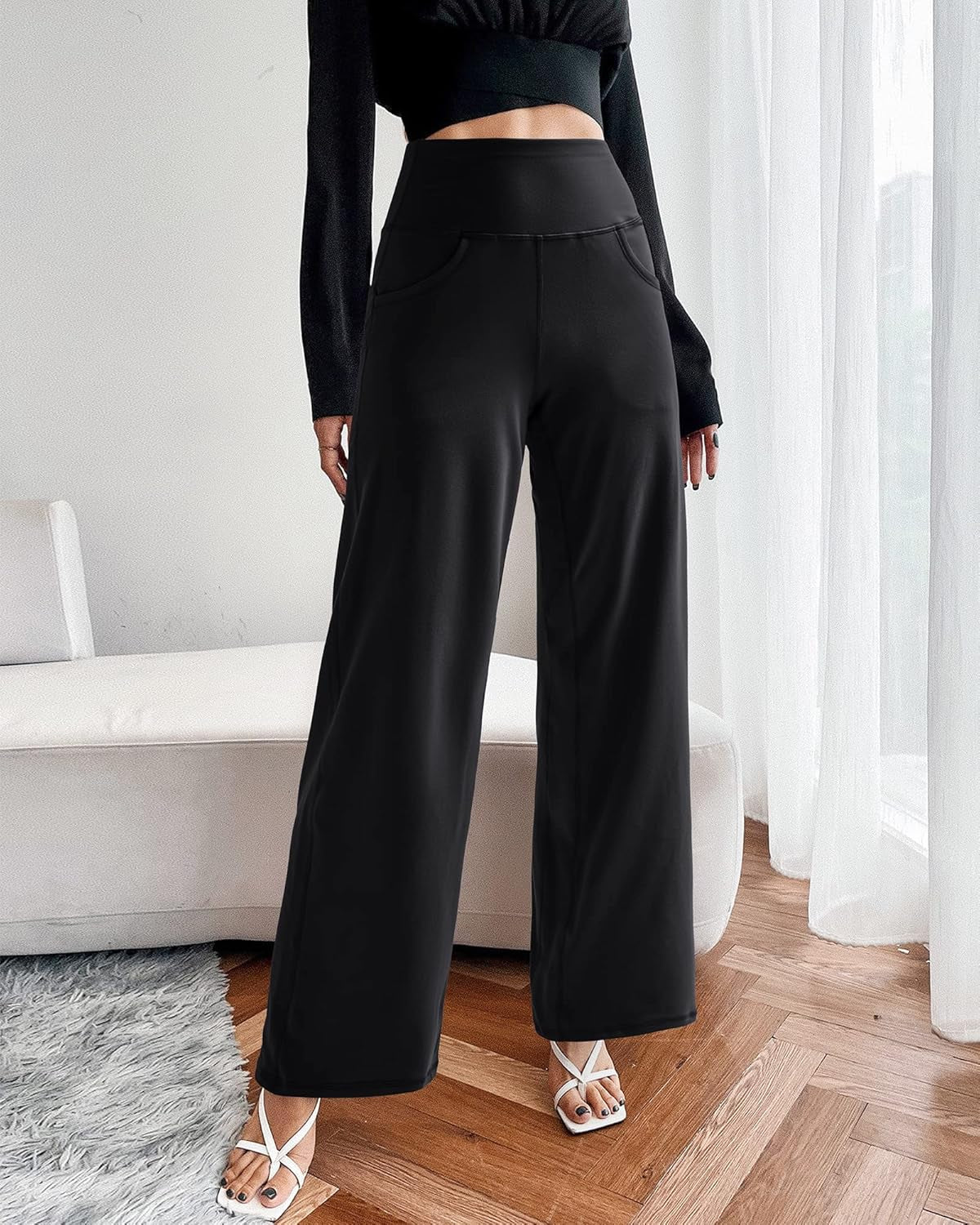 Promover Wide Leg Pants Woman Yoga Pants with Pockets