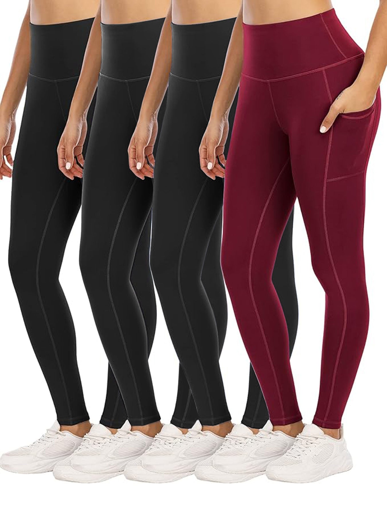 Four Piece Yoga Pants With Pockets