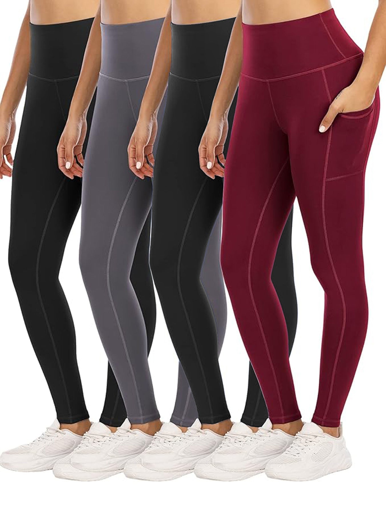 Four Piece Yoga Pants With Pockets
