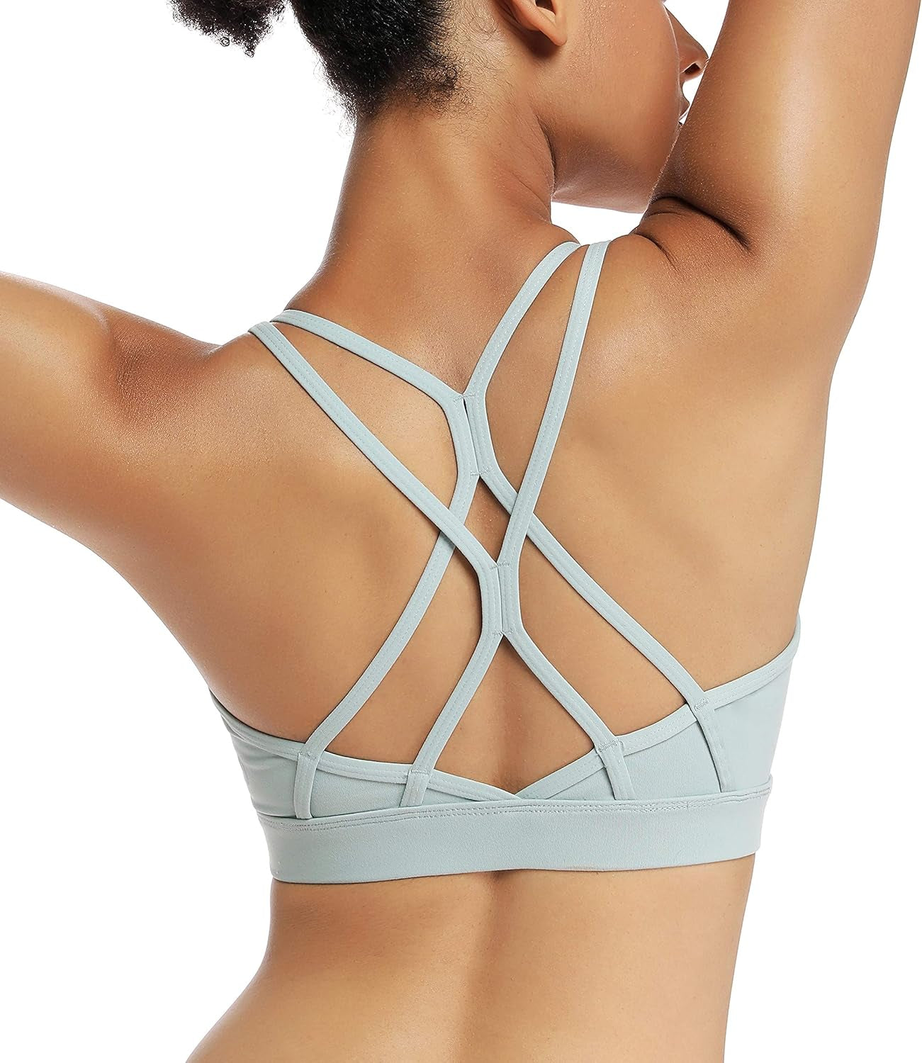 RUNNING GIRL Strappy Sports Bra for Women Sexy Crisscross Back Light Support Yoga Bra with Removable Cups