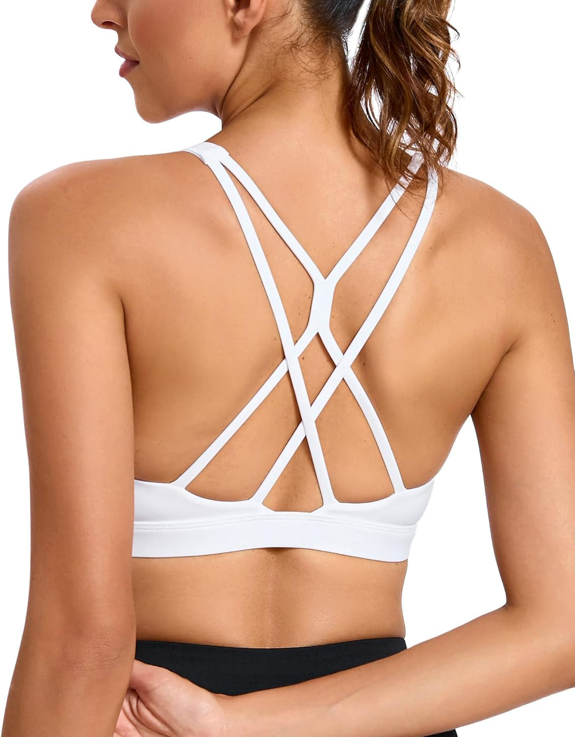 RUNNING GIRL Strappy Sports Bra for Women Sexy Crisscross Back Light Support Yoga Bra with Removable Cups