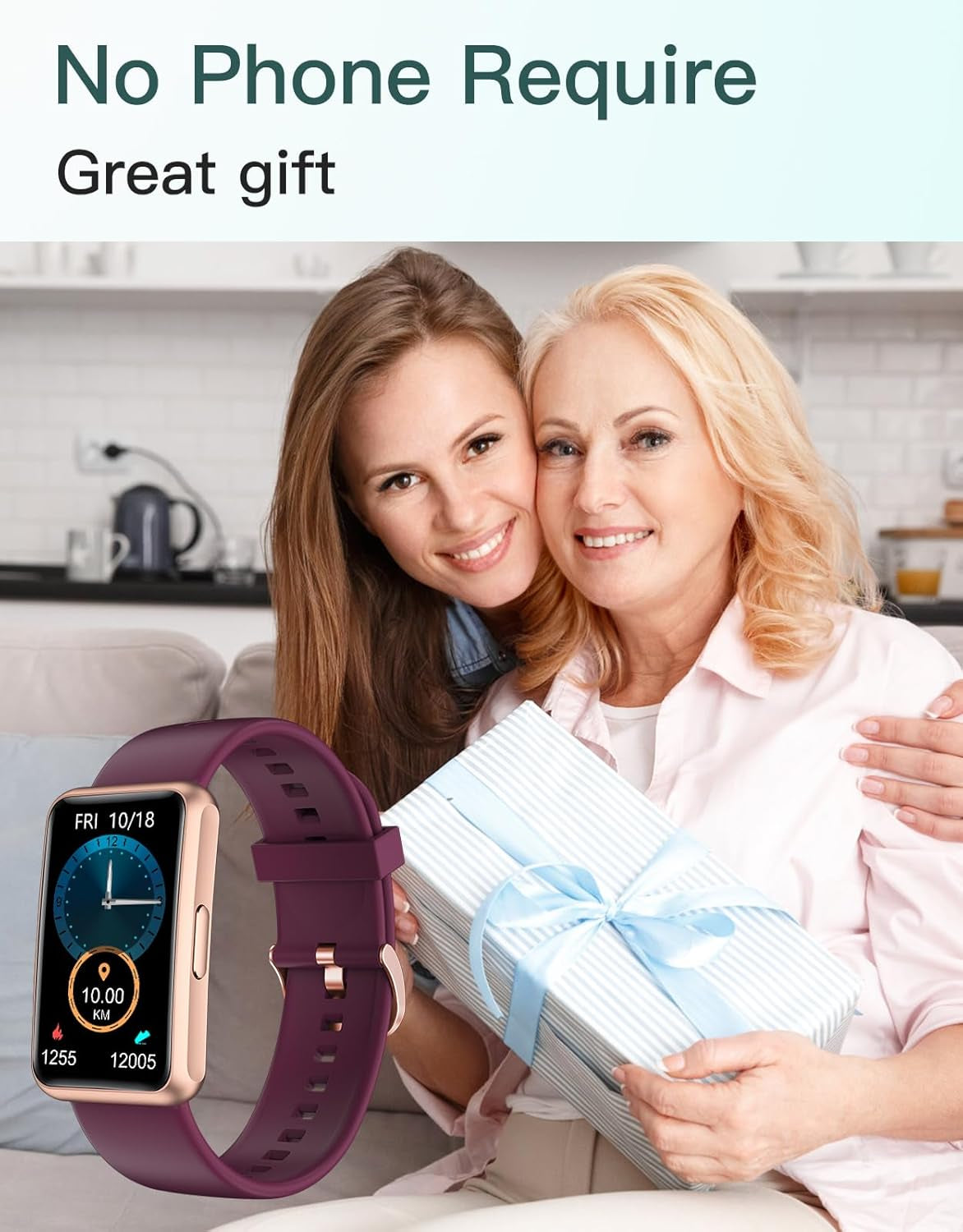 IP68 Waterproof with Full Touch Screen Steps Calories Counter Sleep Tracker Alarm Clocks (Purple)