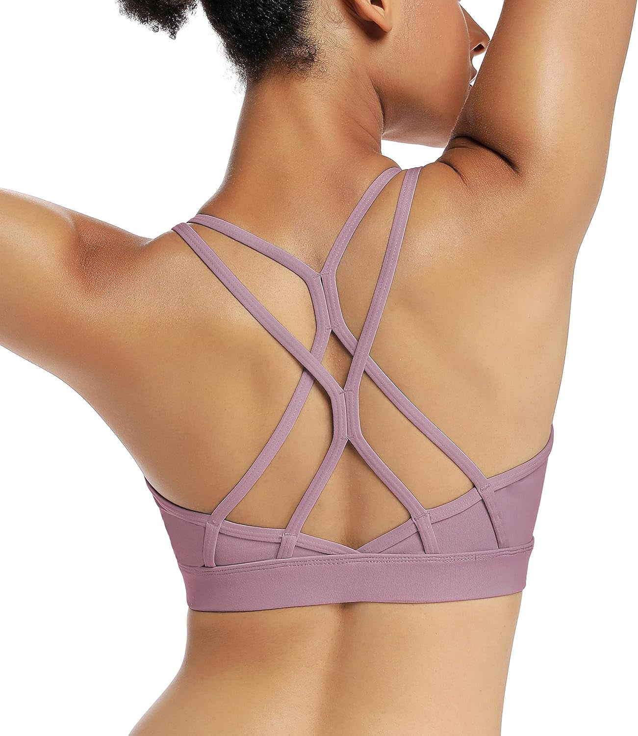 RUNNING GIRL Strappy Sports Bra for Women Sexy Crisscross Back Light Support Yoga Bra with Removable Cups