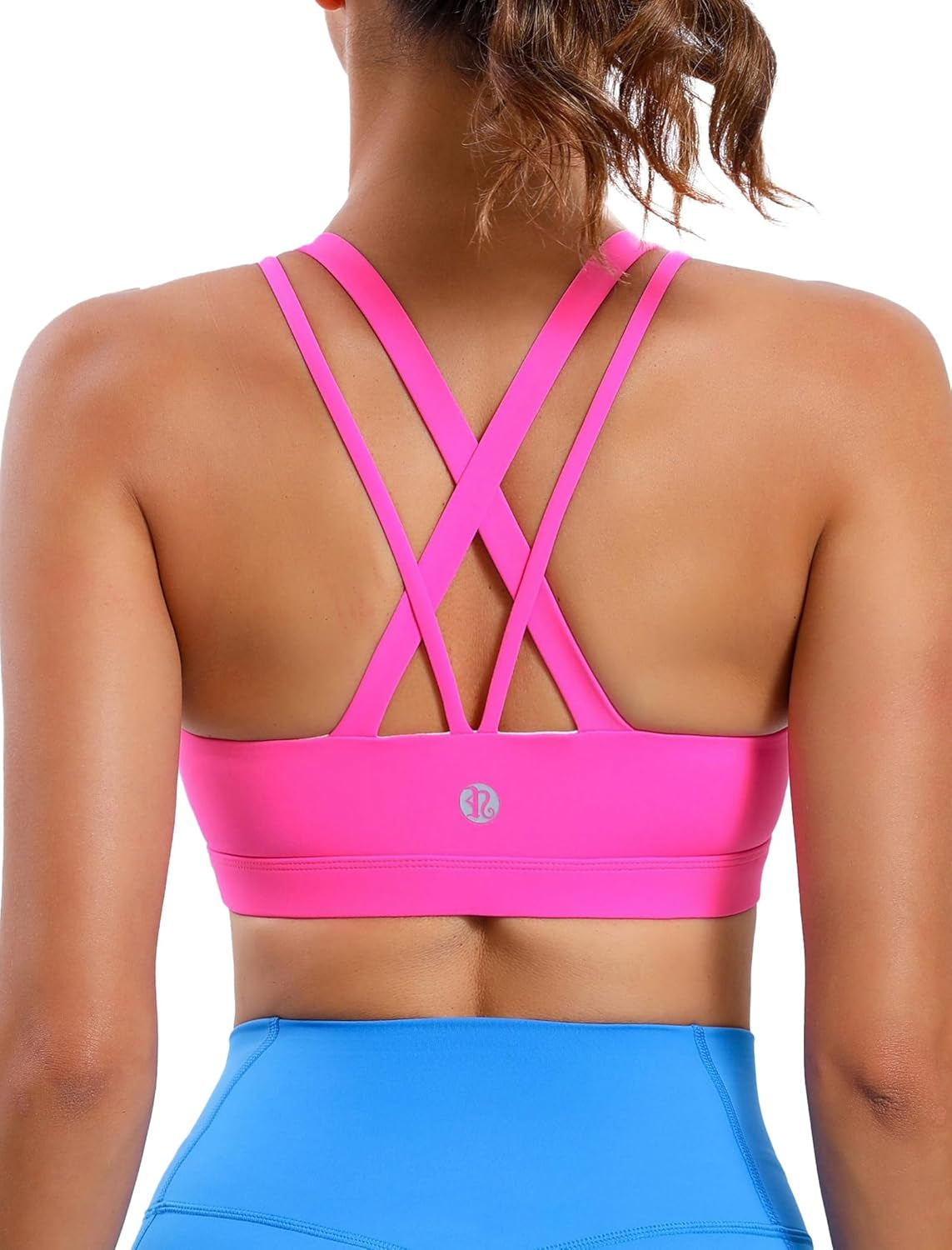 RUNNING GIRL Strappy Sports Bra for Women Sexy Crisscross Back Light Support Yoga Bra with Removable Cups