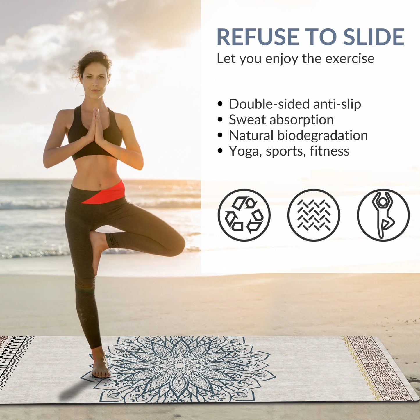 Premium non-slip yoga mat – eco-friendly yoga mat for exercise and fitness; perfect Pilates yoga mat for floor workouts
