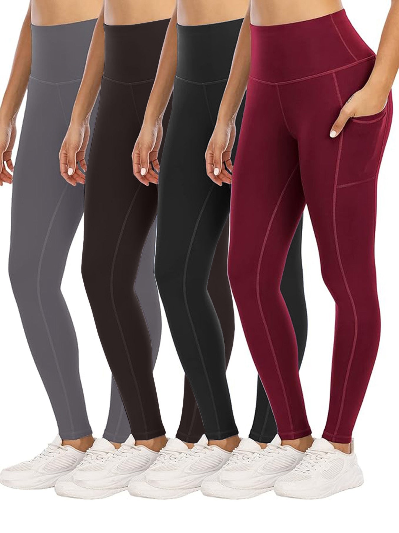 Four Piece Yoga Pants With Pockets