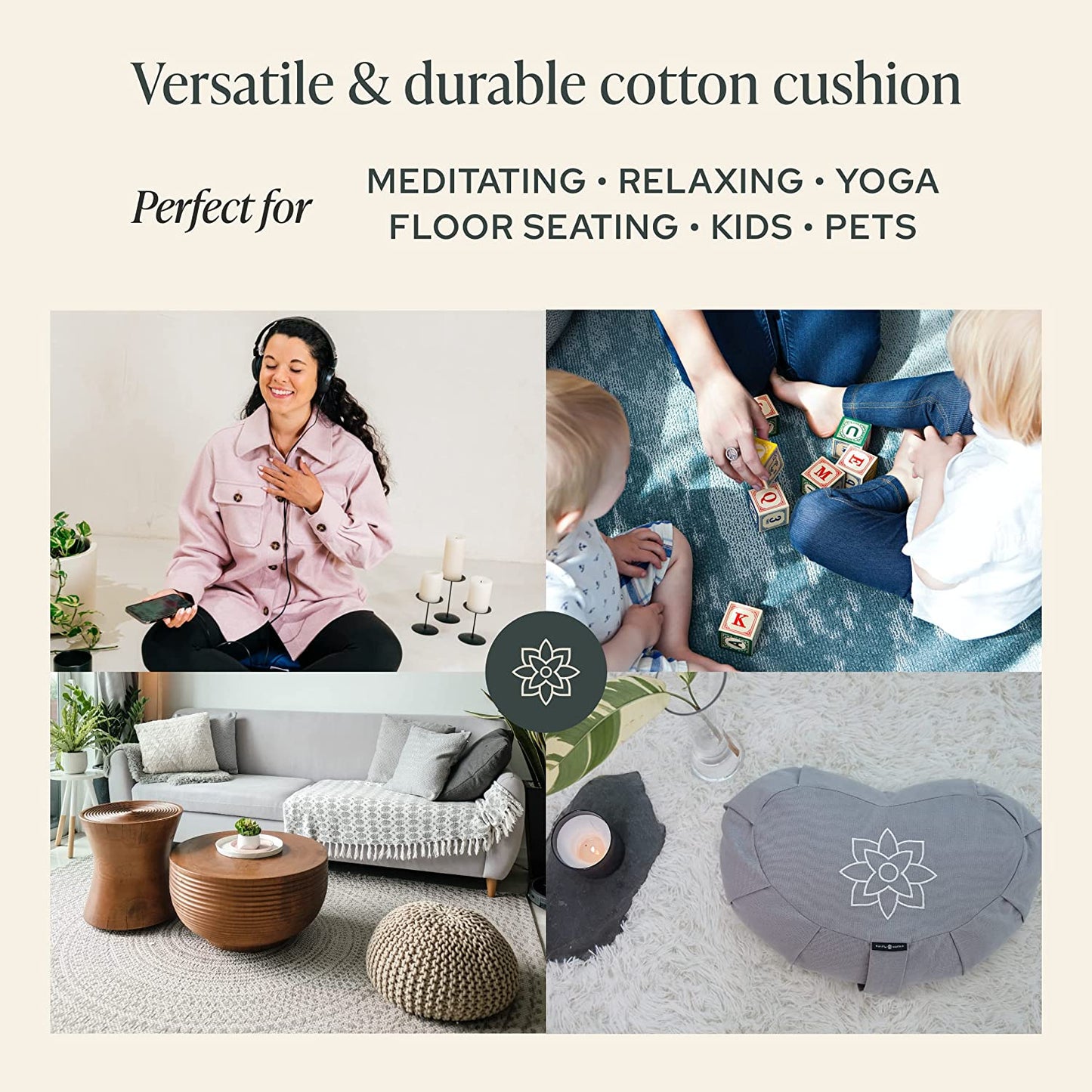 Zafu Yoga Bolster Meditation Cushion