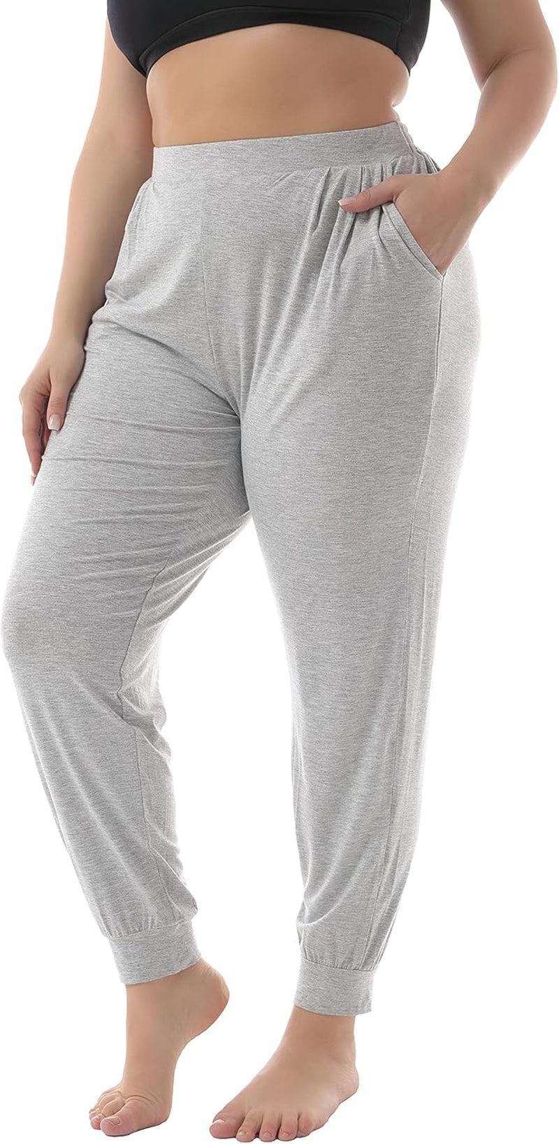 ZERDOCEAN Women'S plus Size Casual Lounge Pants Stretchy Relaxed Jogger Yoga Pants with Pockets