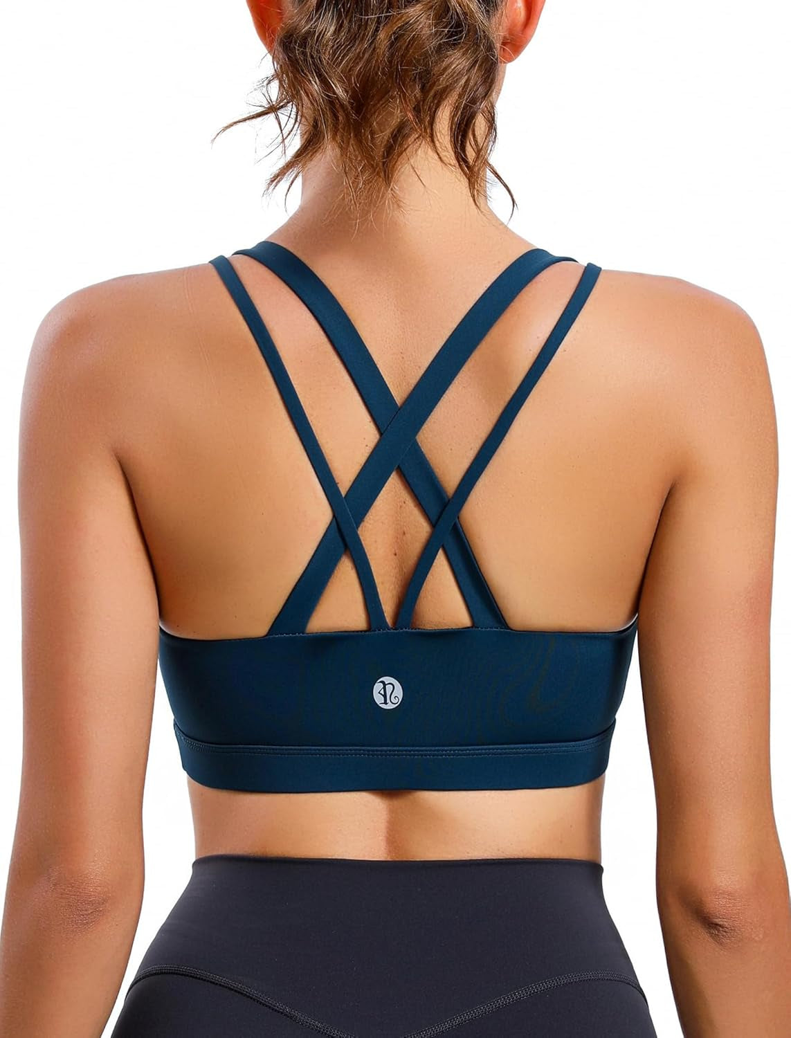 RUNNING GIRL Strappy Sports Bra for Women Sexy Crisscross Back Light Support Yoga Bra with Removable Cups