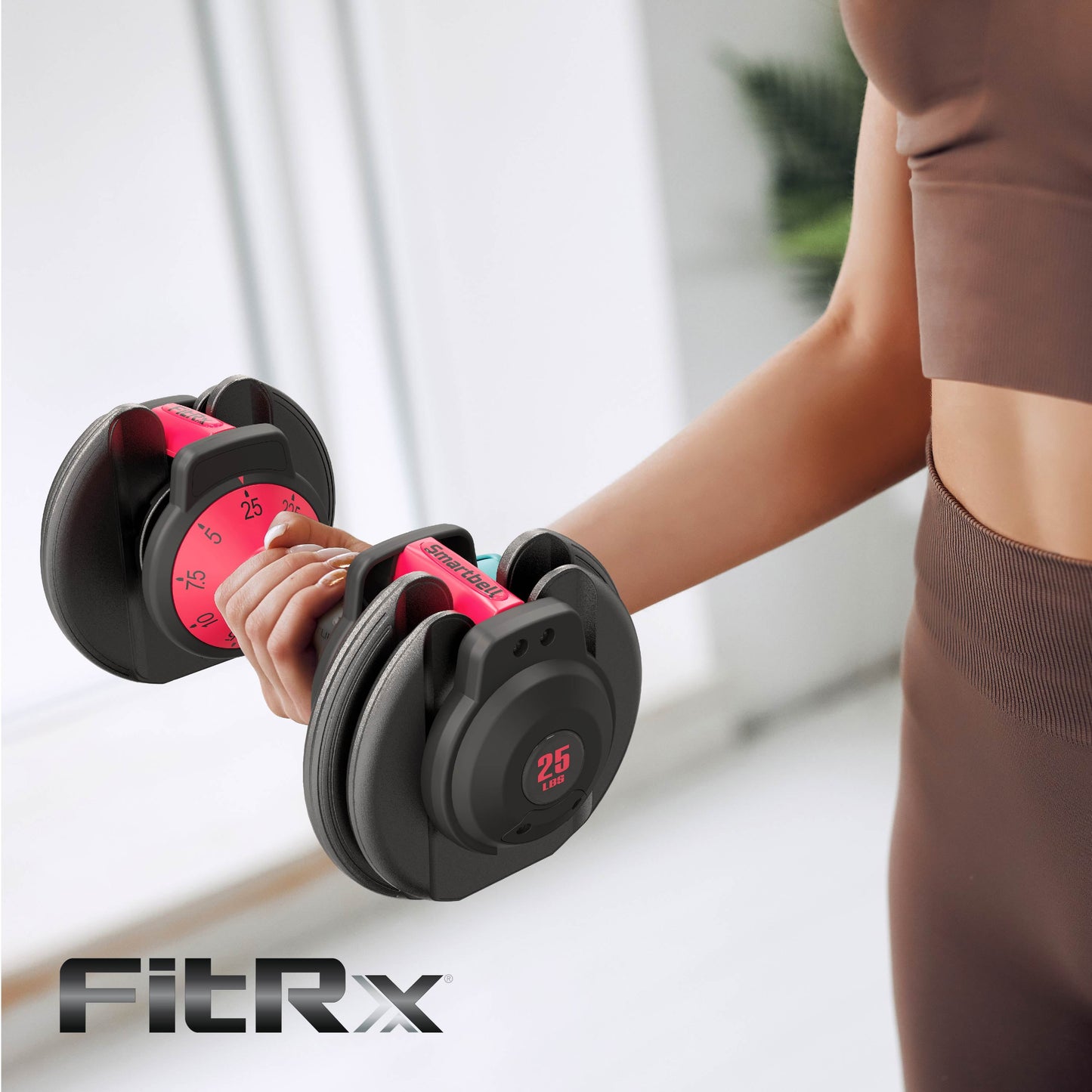 Fitrx Smartbell, Quick-Select 9 in 1 Adjustable Dumbbell for Home Gym, 5-25Lbs.