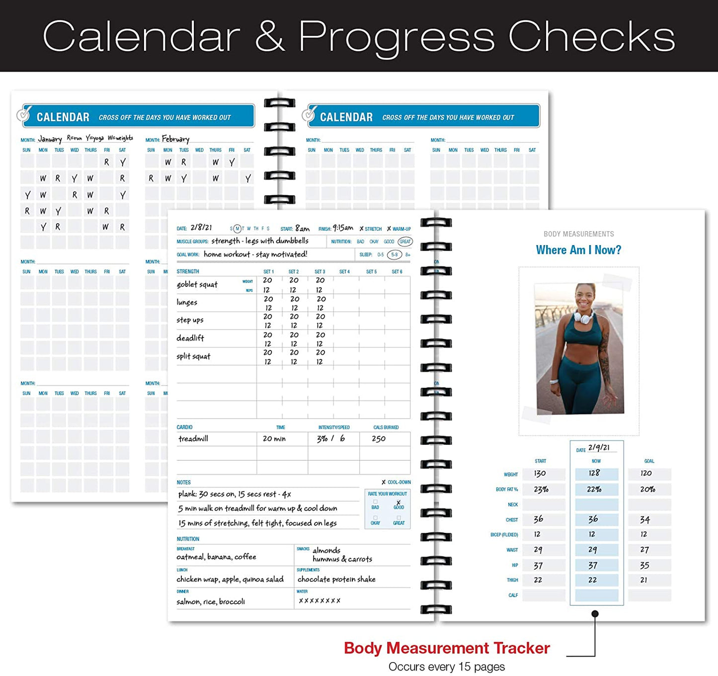 Workout Fitness Journal Nutrition Planners: Clip-In Bookmark
