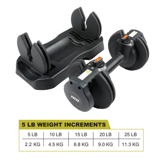 PRCTZ Adjustable Dumbbells, Black, 5-25 Lb